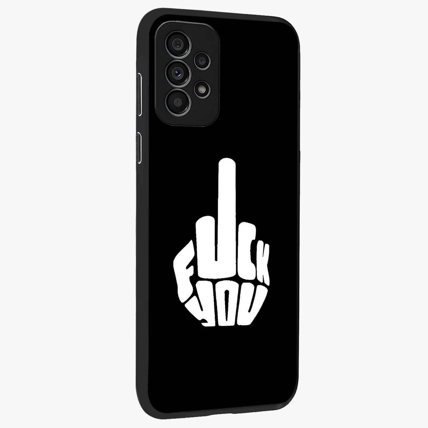 Rebel Mode On Glass Case upright view showcasing striking statement artwork with bold rebellious theme.