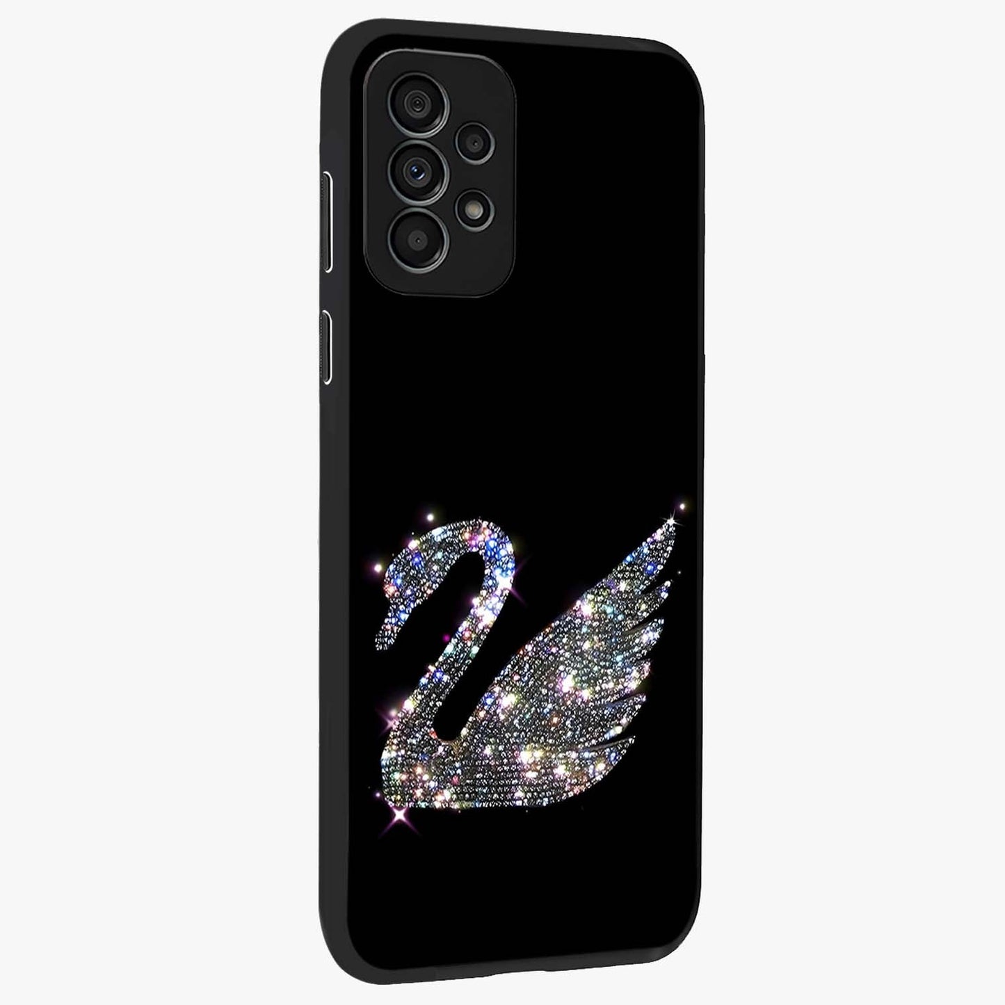 Starlit Swan Grace Glass Case upright view showcasing beautiful swan artwork with peaceful night themed design.