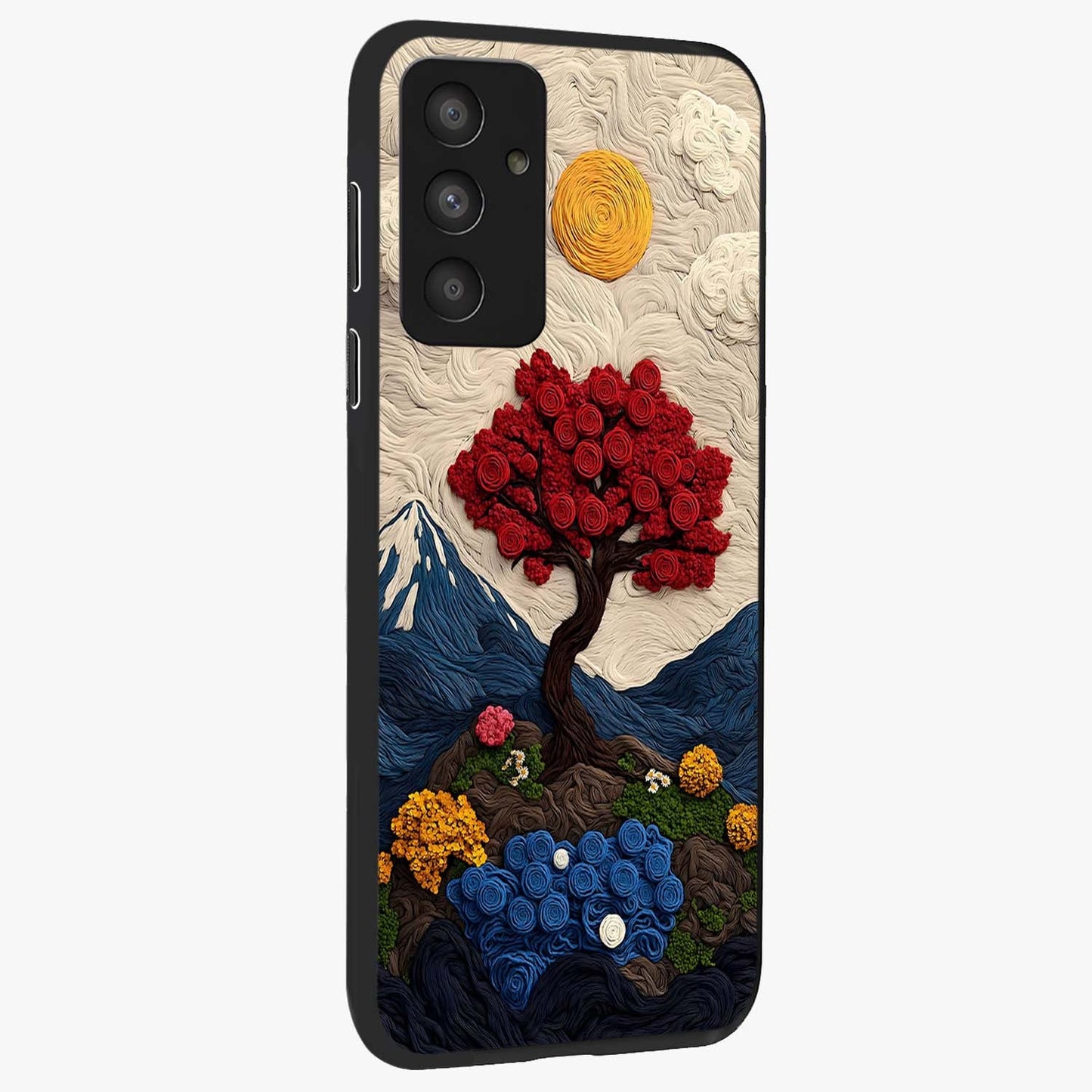 Eternal Nature Tapestry Glass Case upright view showcasing elegant nature tapestry design with decorative style.