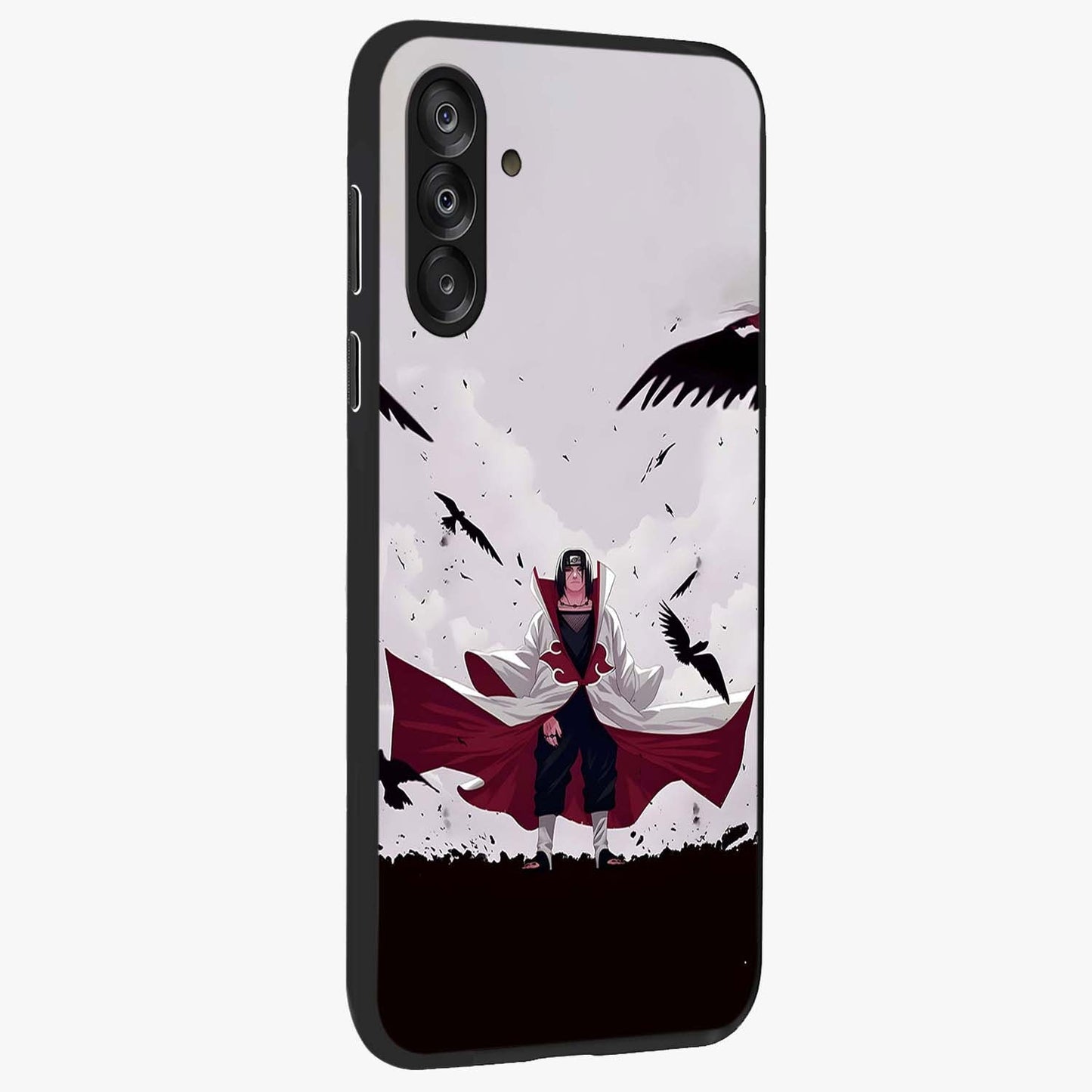Crimson Crow Ascension Glass Case upright view showcasing dramatic crow artwork with bold gothic theme.