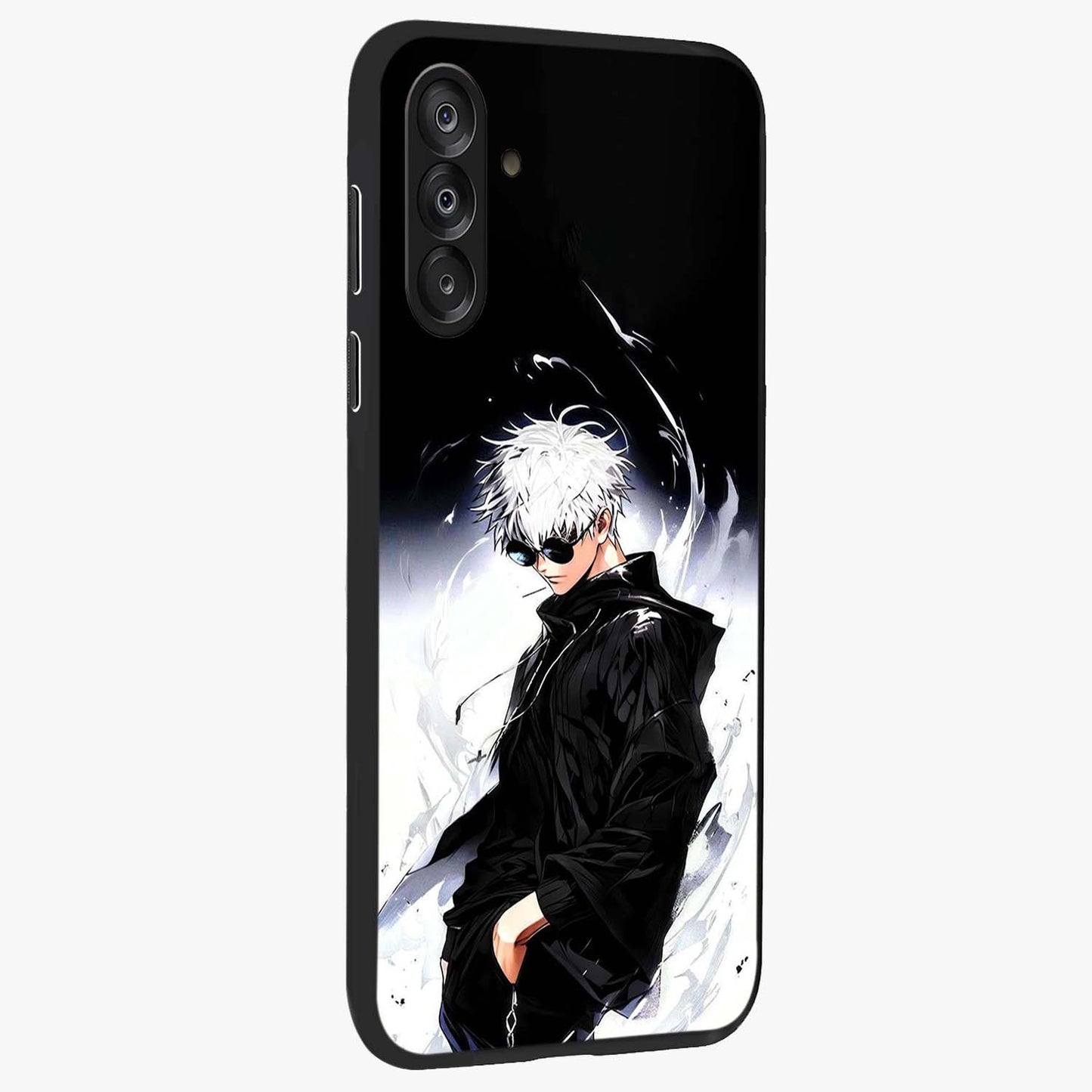Limitless Shadow King Glass Case upright view showcasing bold shadow warrior artwork with epic fantasy theme.