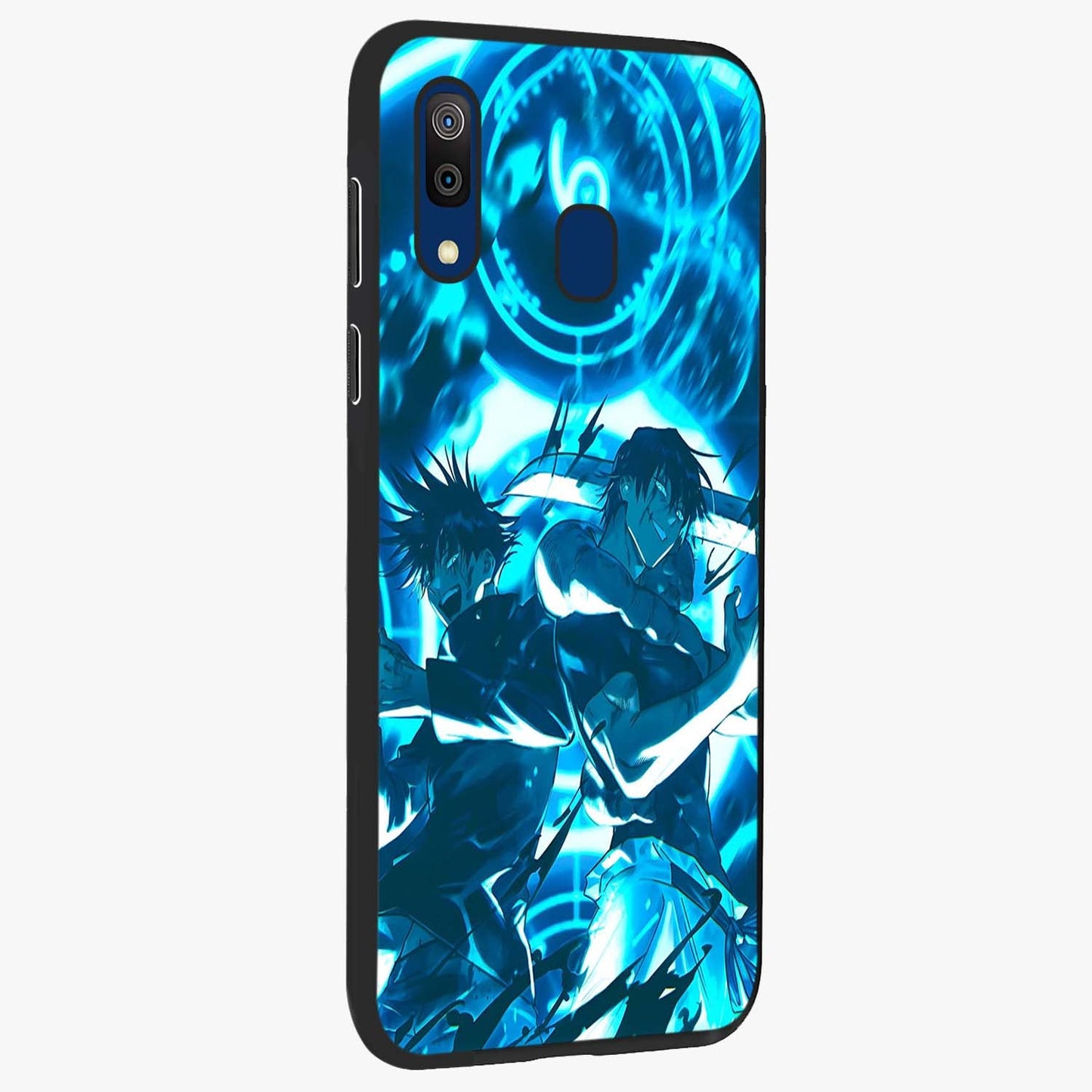 Cursed Energy Clash Glass Case upright view showcasing dramatic clash artwork with bold supernatural theme.