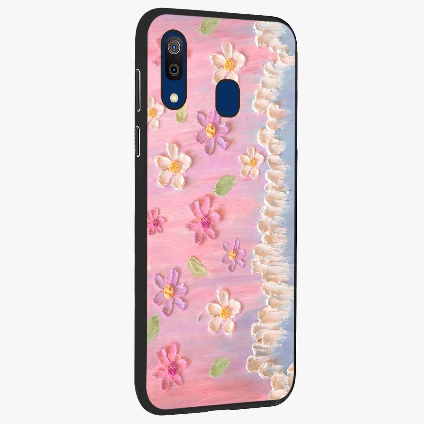 Dreamy Painted Garden Glass Case upright view showcasing vibrant floral garden artwork with artistic nature theme.