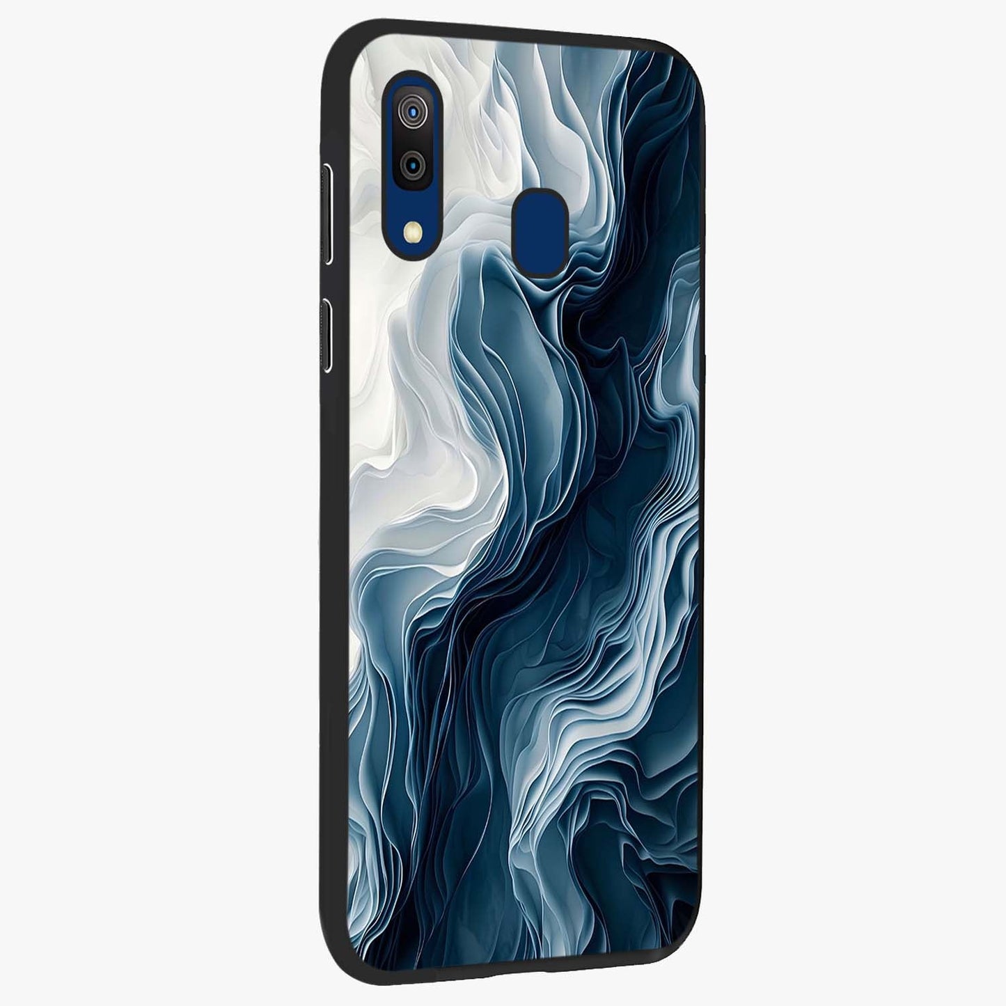 Ethereal Paper Marble Glass Case upright view showcasing smooth marble artwork with refined minimalist theme.