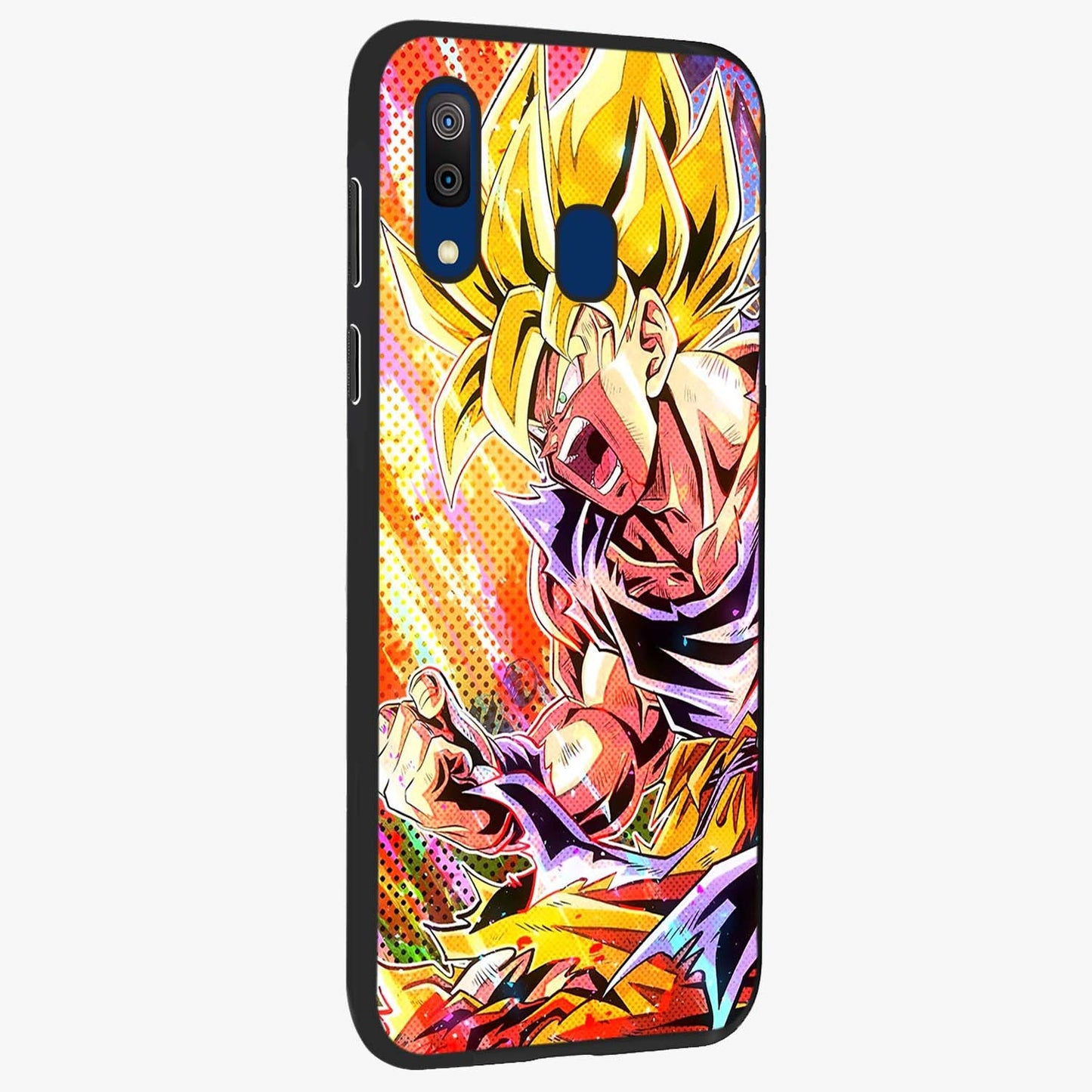 Firing Goku Glass Case upright view showcasing energetic anime artwork with bold warrior theme.