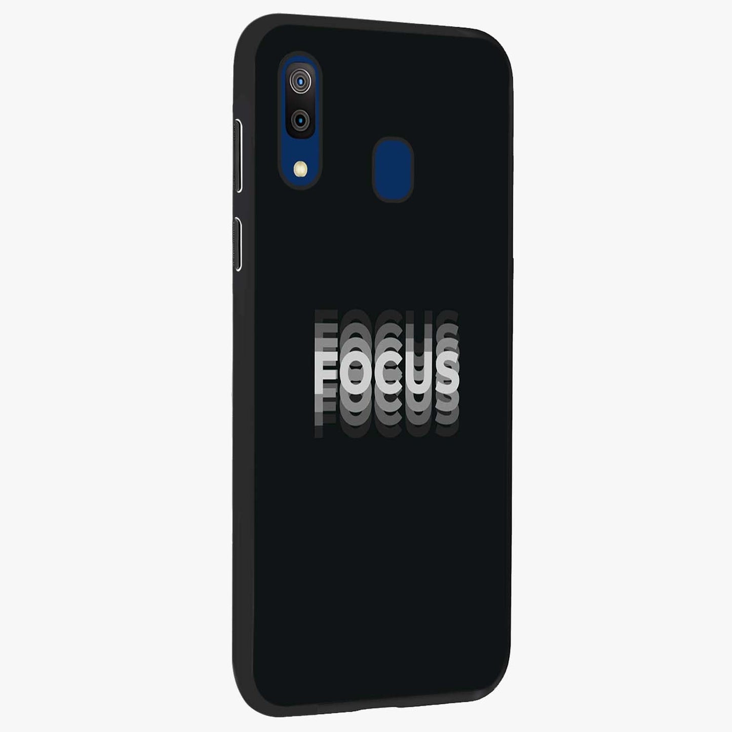 Focused Blade Discipline Glass Case upright view showcasing strong typography statement with sleek motivational theme.