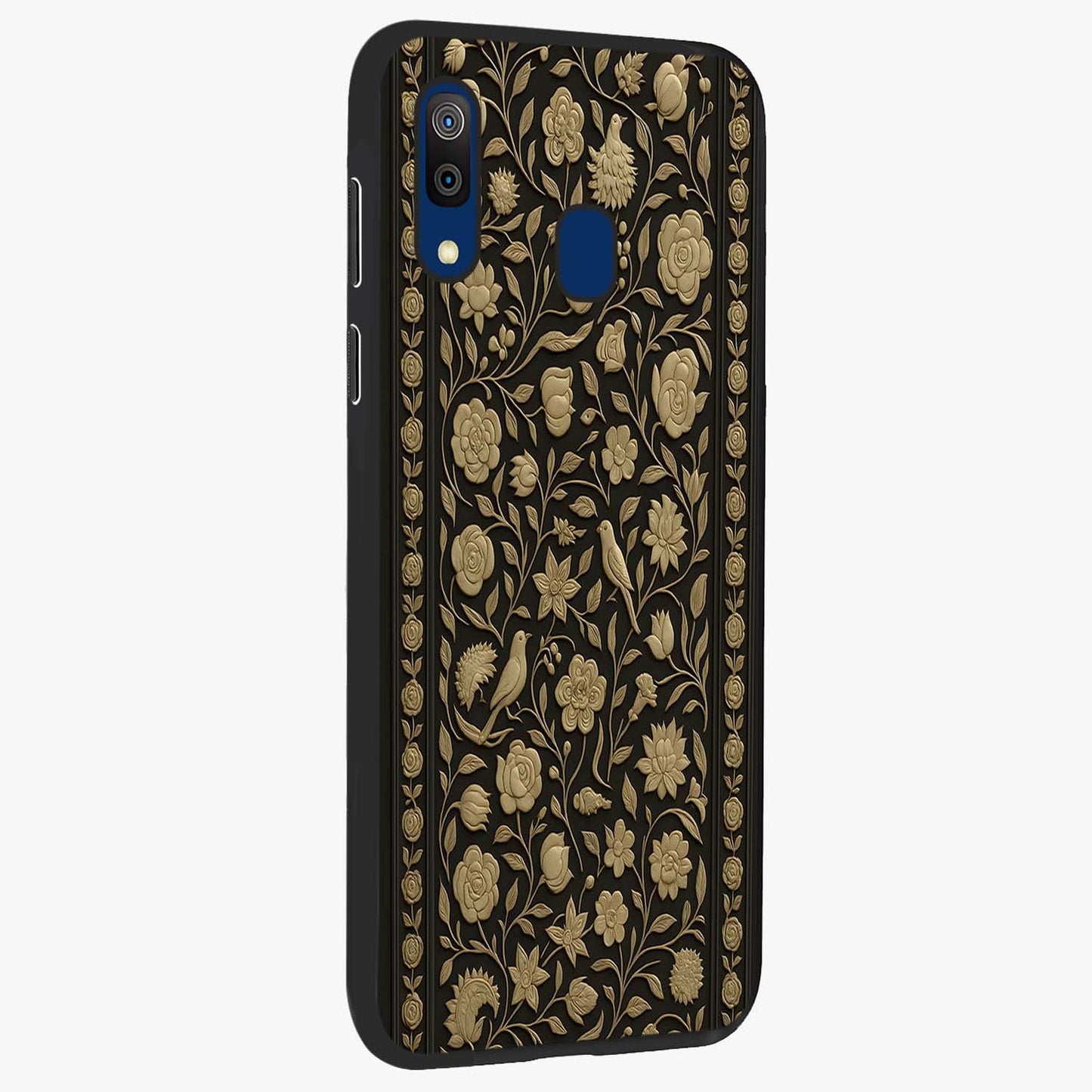Golden Evil Eye Mandala Glass Case upright view showcasing decorative evil eye mandala artwork with spiritual aesthetic style.