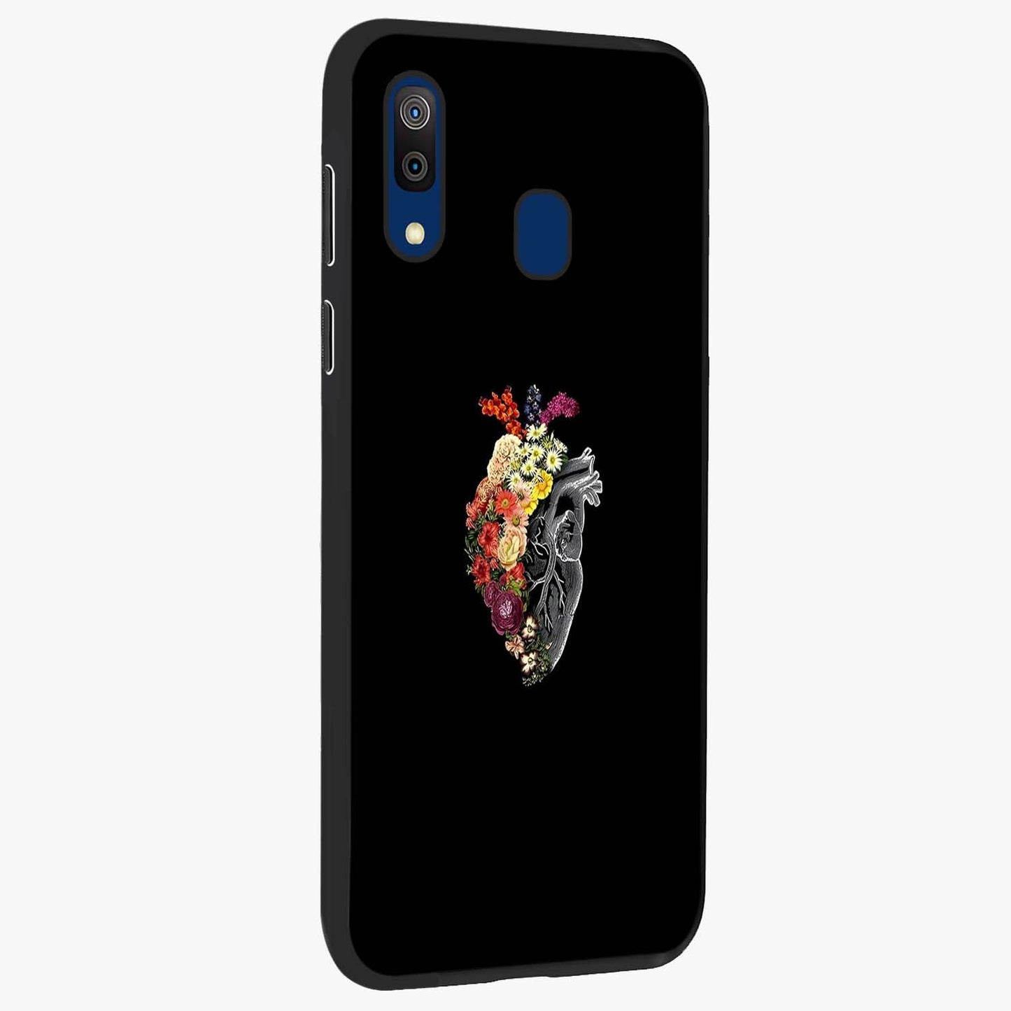 Heart With Flowers Glass Case upright view showcasing decorative heart and floral artwork with sweet romantic theme.