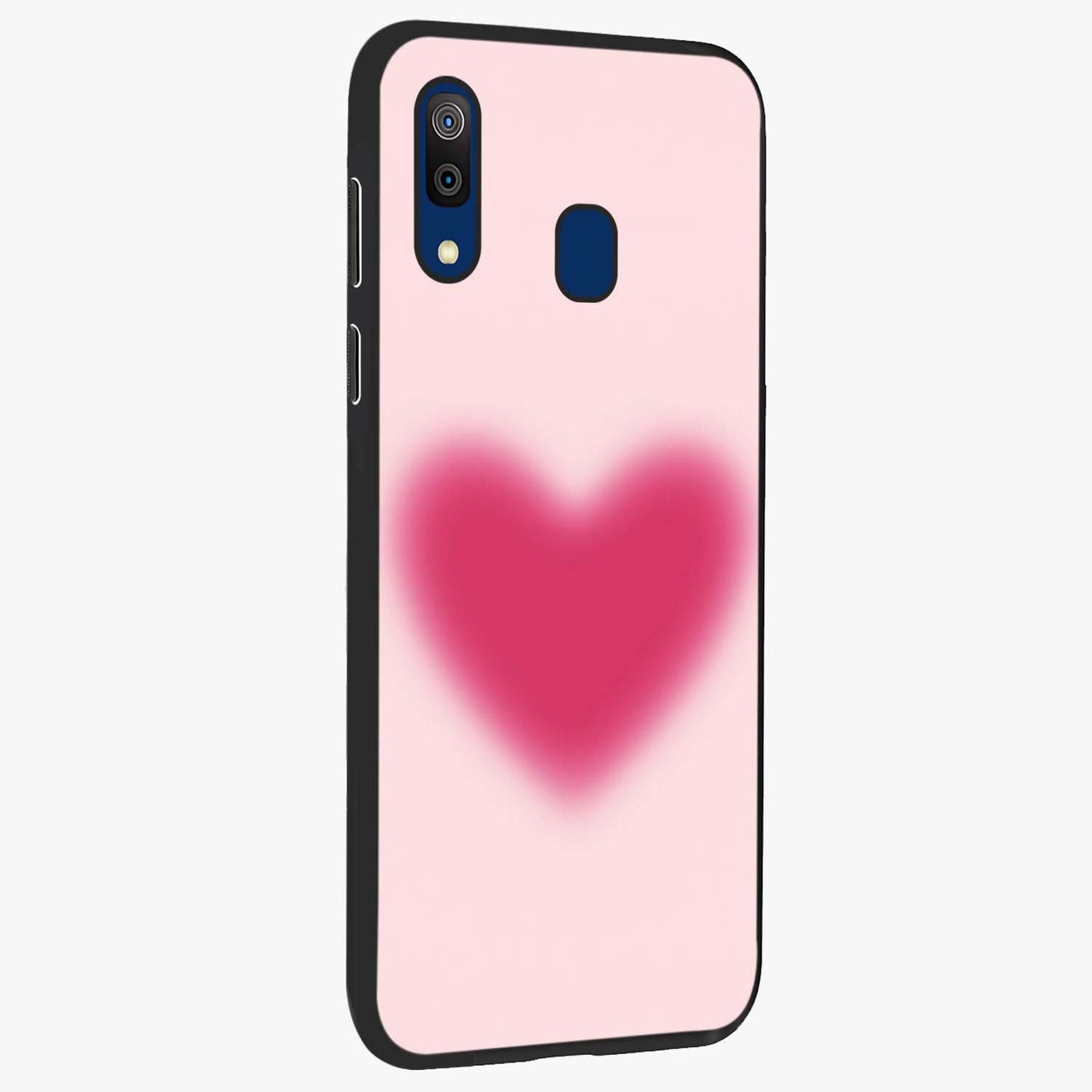 Pink Aura Heart Glass Case upright view showcasing romantic heart artwork with soft pastel theme.