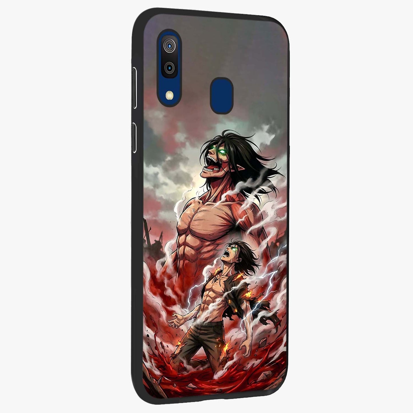 Titan Awakening Fury Glass Case upright view showcasing intense titan artwork with epic fantasy theme.
