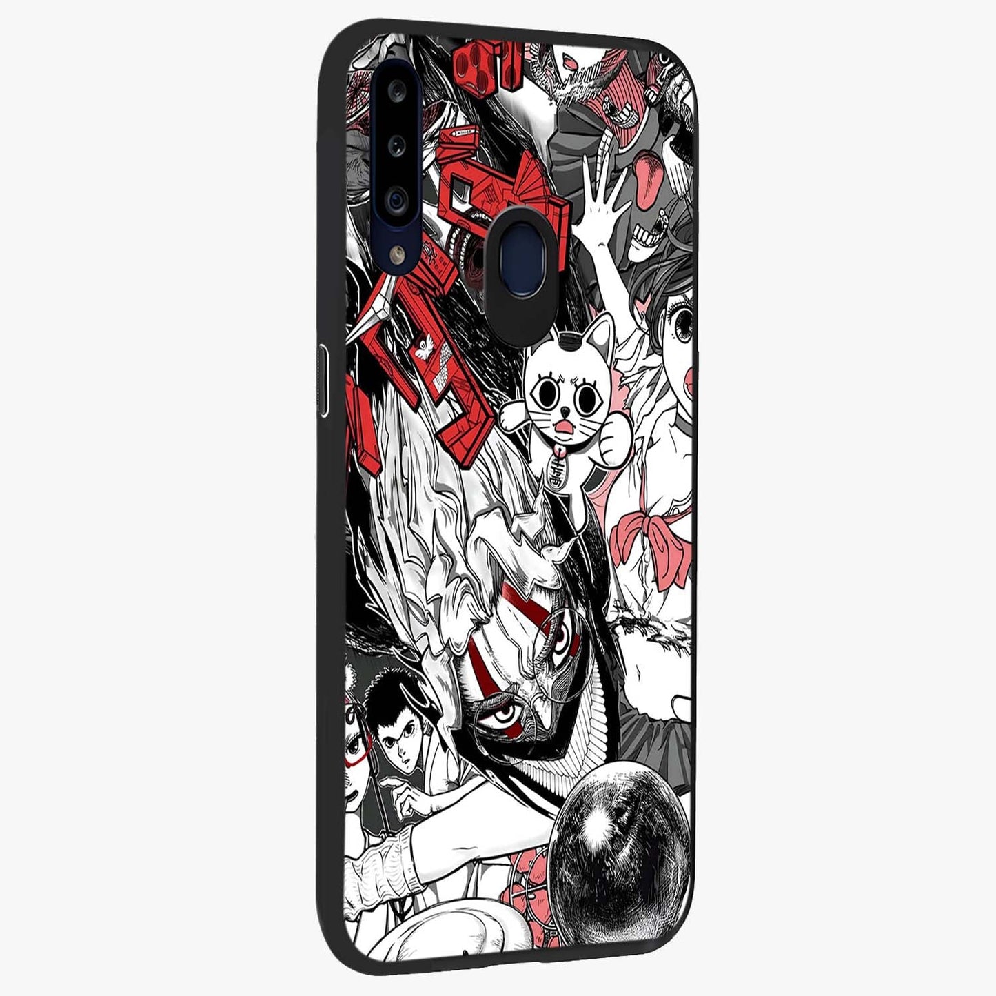Crimson Chaos Panel Glass Case upright view showcasing intense crimson artwork with dramatic aesthetic style.