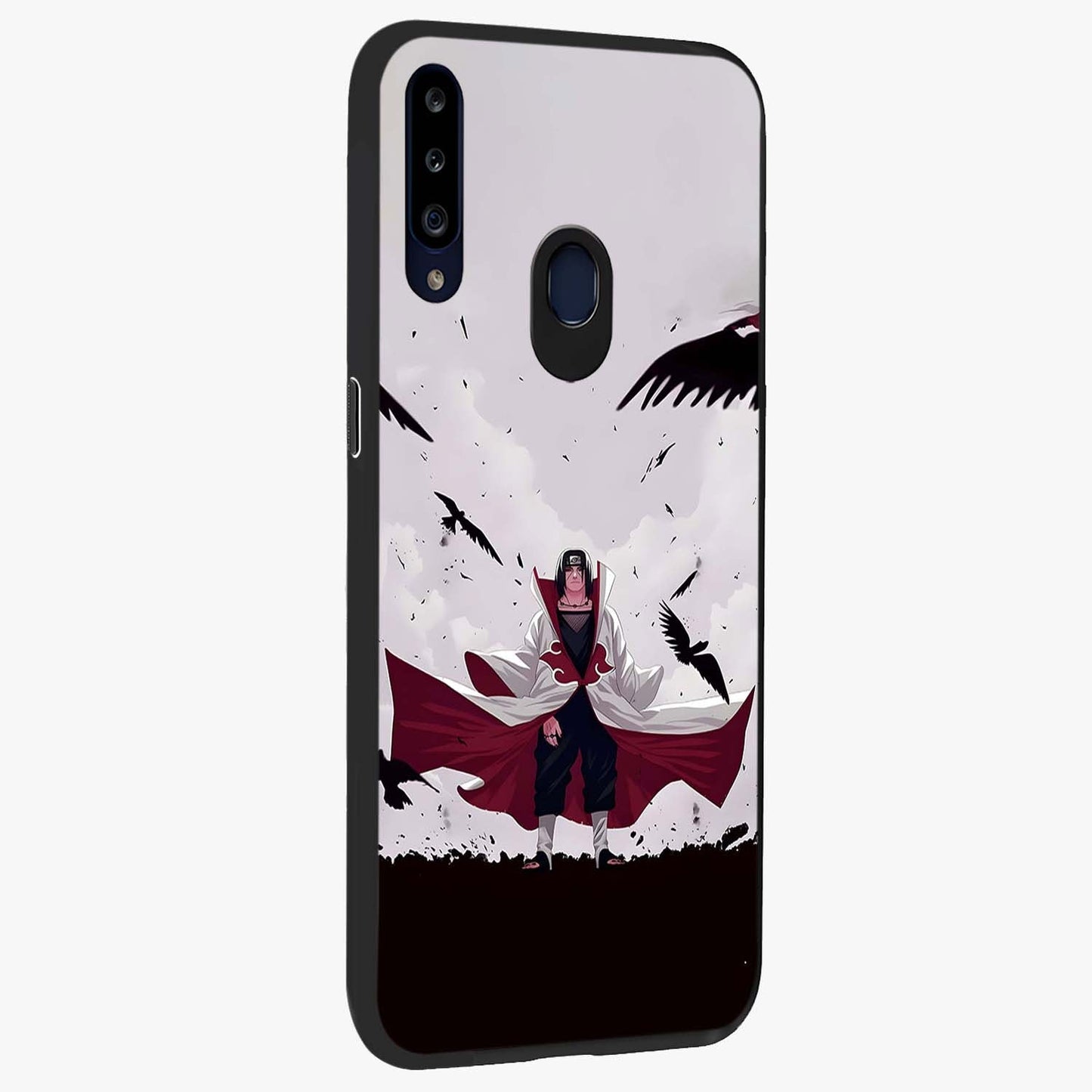 Crimson Crow Ascension Glass Case upright view showcasing dramatic crow artwork with bold gothic theme.