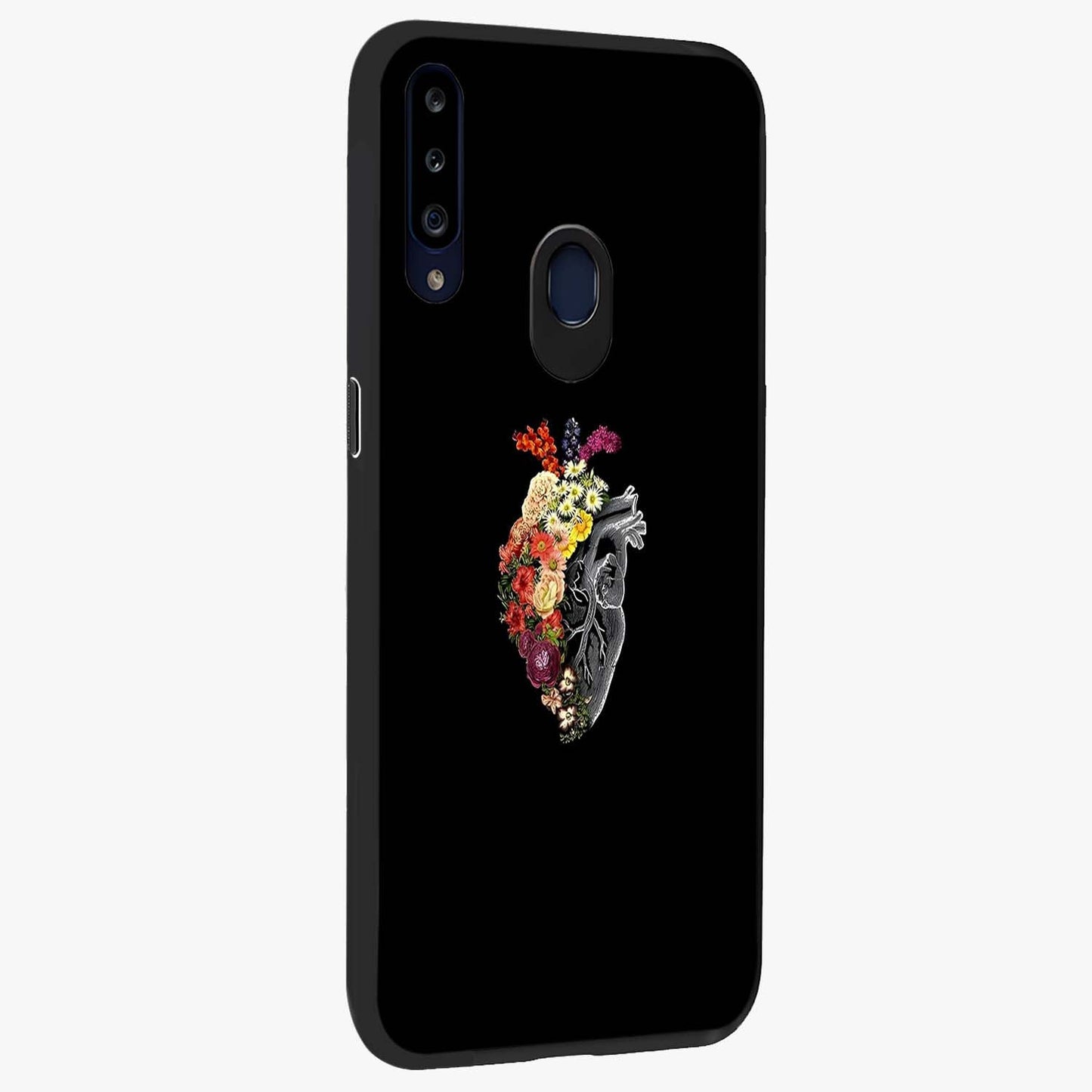 Heart With Flowers Glass Case upright view showcasing decorative heart and floral artwork with sweet romantic theme.