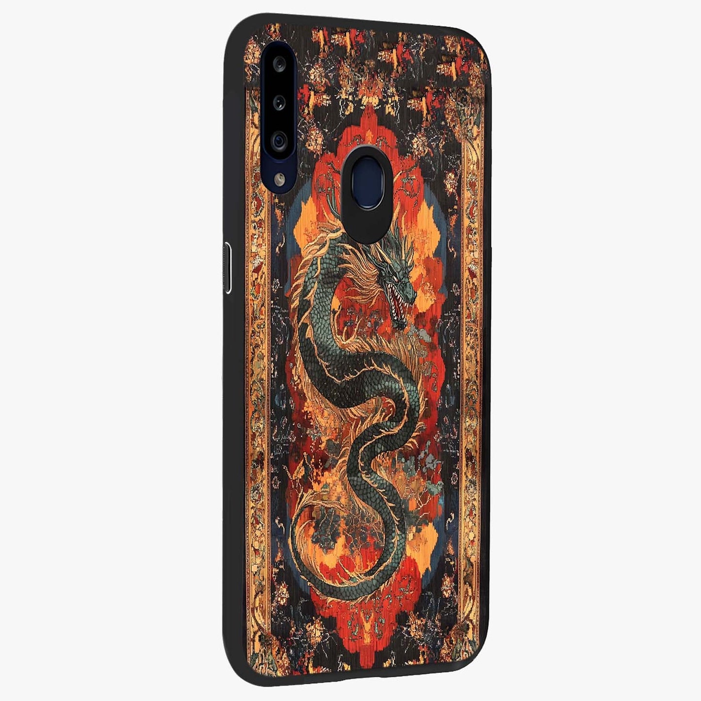 Inferno Dragon Soul Glass Case upright view showcasing intense dragon artwork with fantasy fire theme.