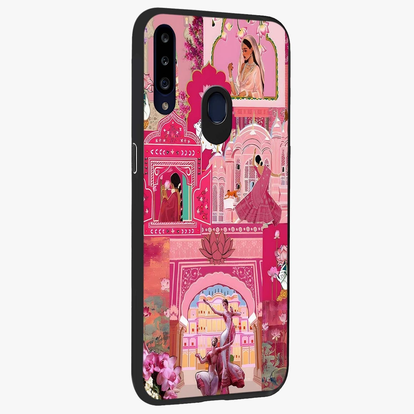 Pink Palace Muse Glass Case upright view showcasing artistic palace artwork with graceful royal theme.