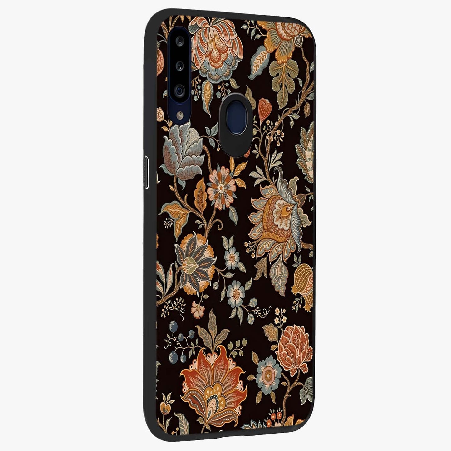 Vintage Floral Dream Glass Case upright view showcasing delicate floral artwork with timeless vintage theme.