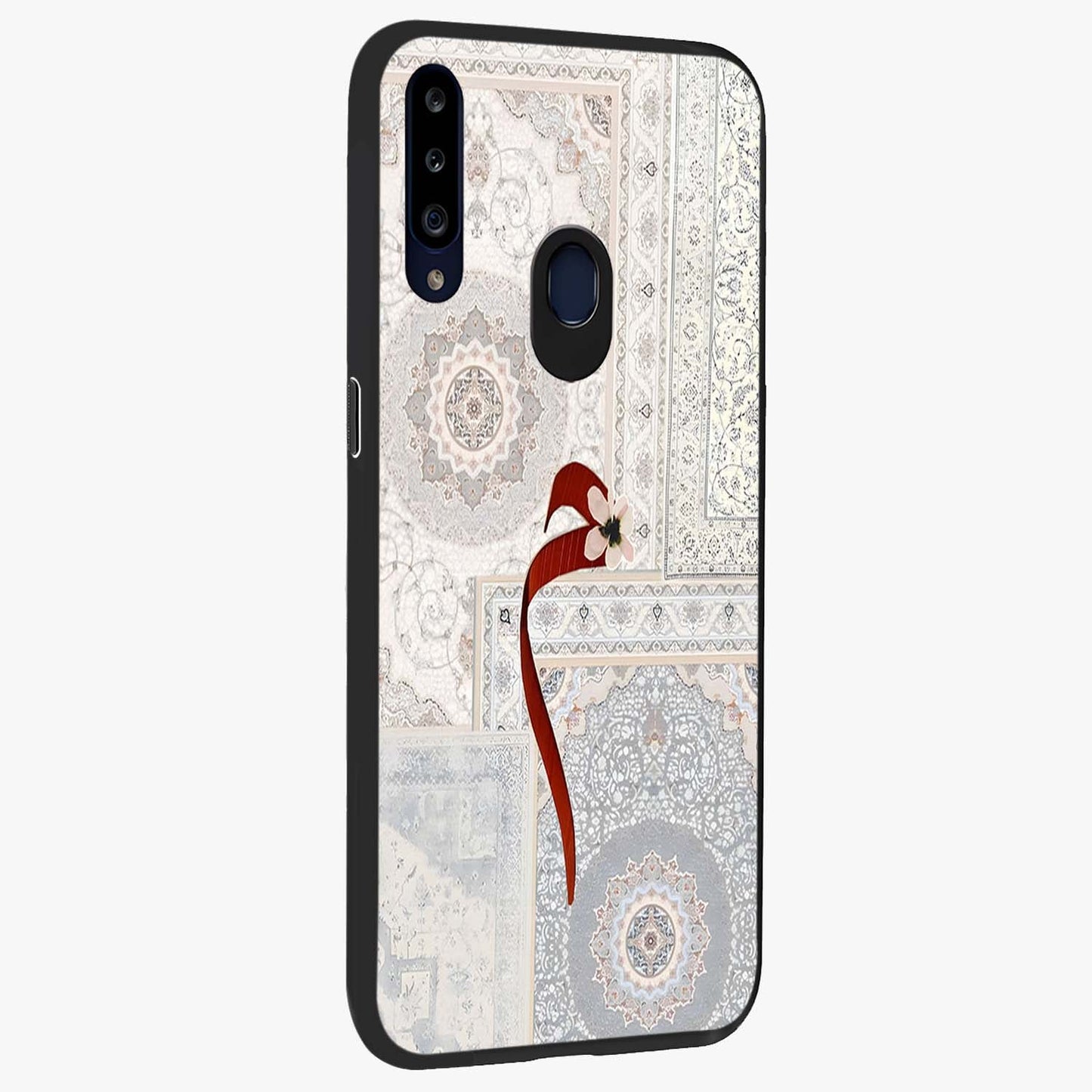 White Aesthetic Bow Glass Case upright view showcasing delicate ribbon bow artwork with cute minimalist theme.