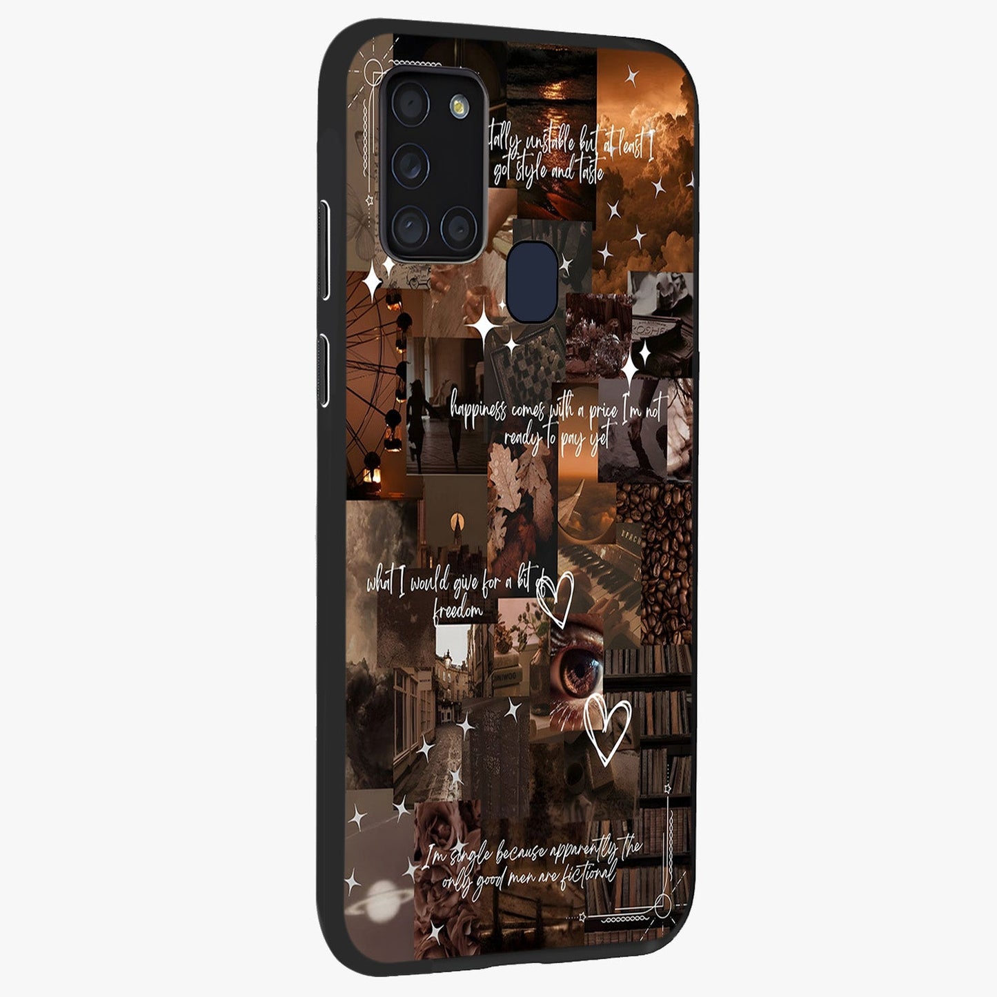 Bittersweet Aesthetic Chaos Glass Case upright view showcasing bold artistic chaos design with modern aesthetic style.