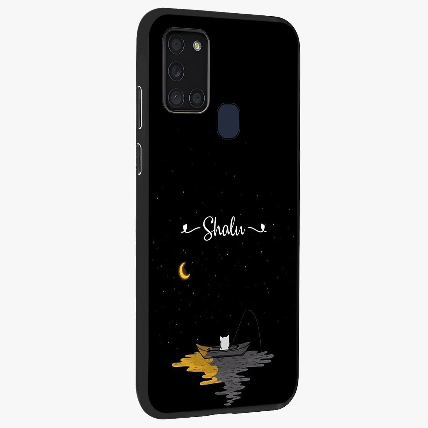 Silent Night Row Glass Case upright view showcasing tranquil night artwork with serene landscape theme.