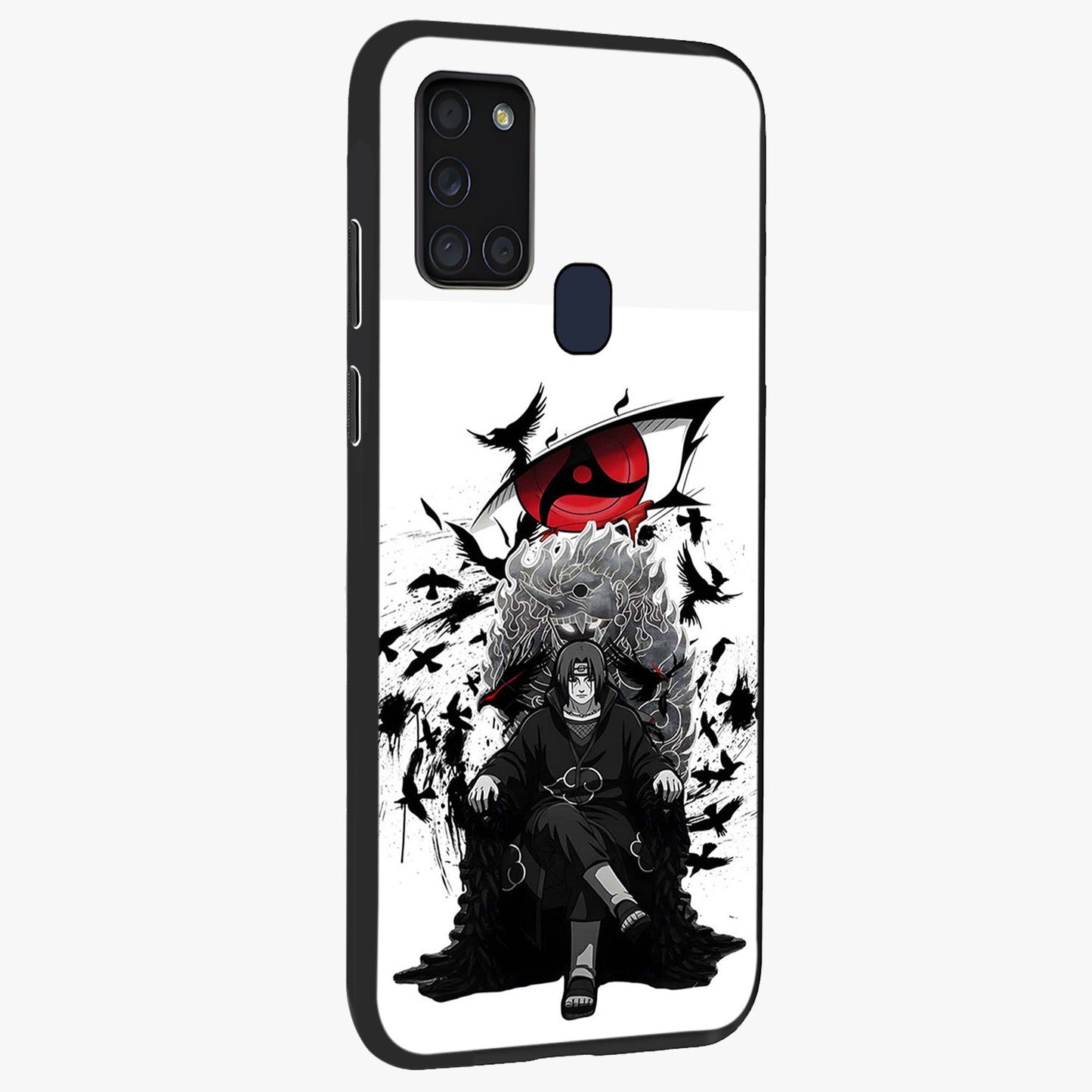 Uchiha Shadow Throne Glass Case upright view showcasing magical underwater galaxy artwork with vibrant cosmic theme.