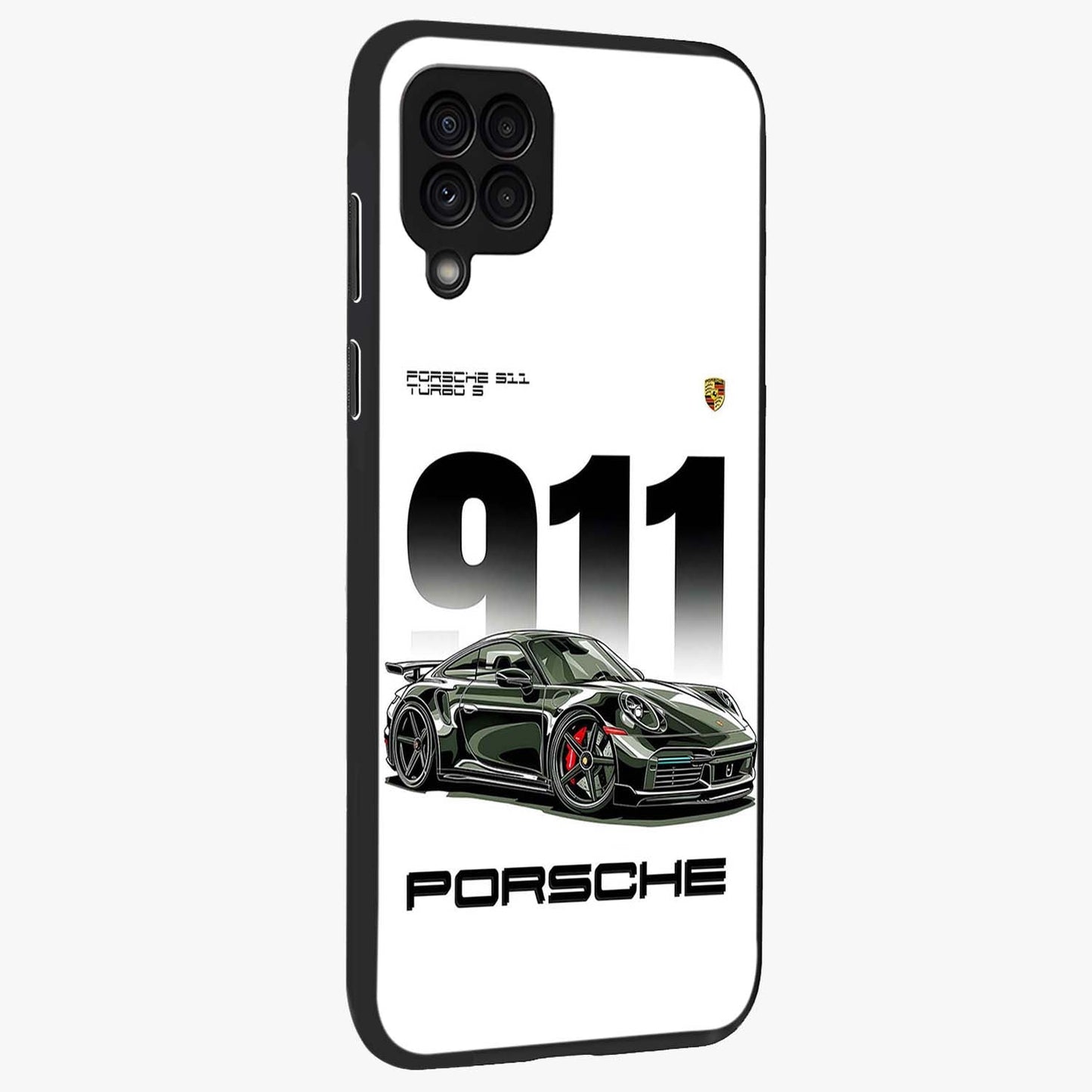 911 Turbo Dominance Glass Case upright perspective showcasing powerful racing design and modern automotive aesthetic.
