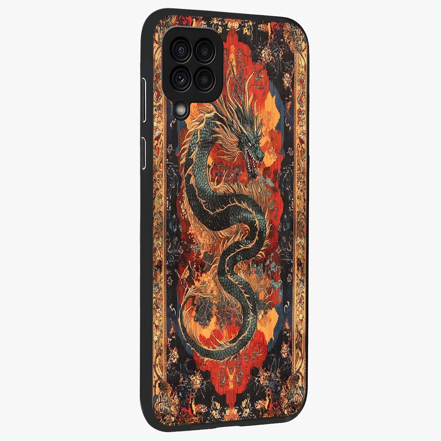 Inferno Dragon Soul Glass Case upright view showcasing intense dragon artwork with fantasy fire theme.