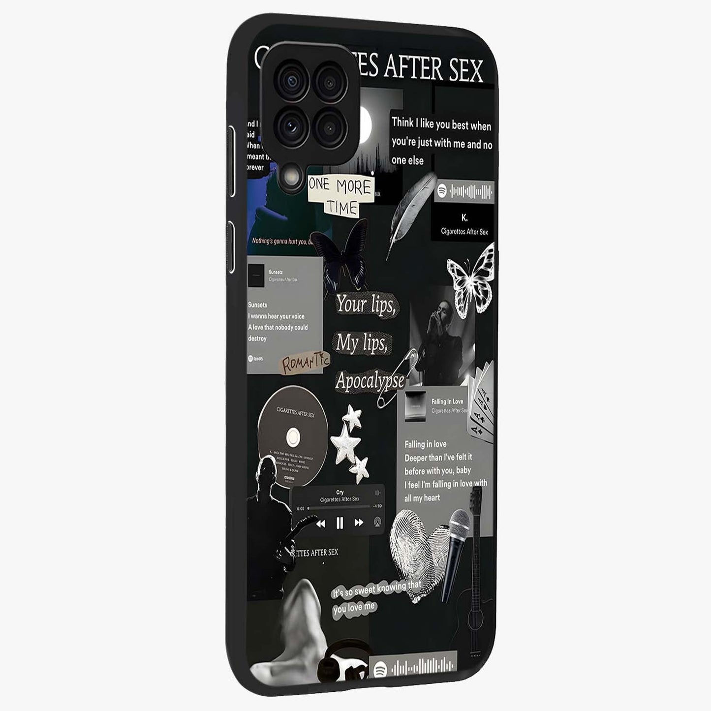 Midnight Love Echo Glass Case upright view showcasing expressive romantic artwork with dreamy midnight theme.