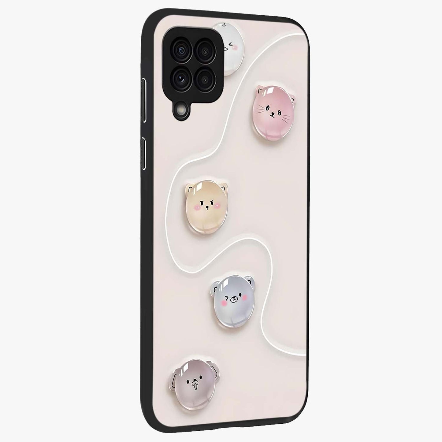 Puffy Face Parade Glass Case upright view showcasing adorable character artwork with cheerful animated theme.