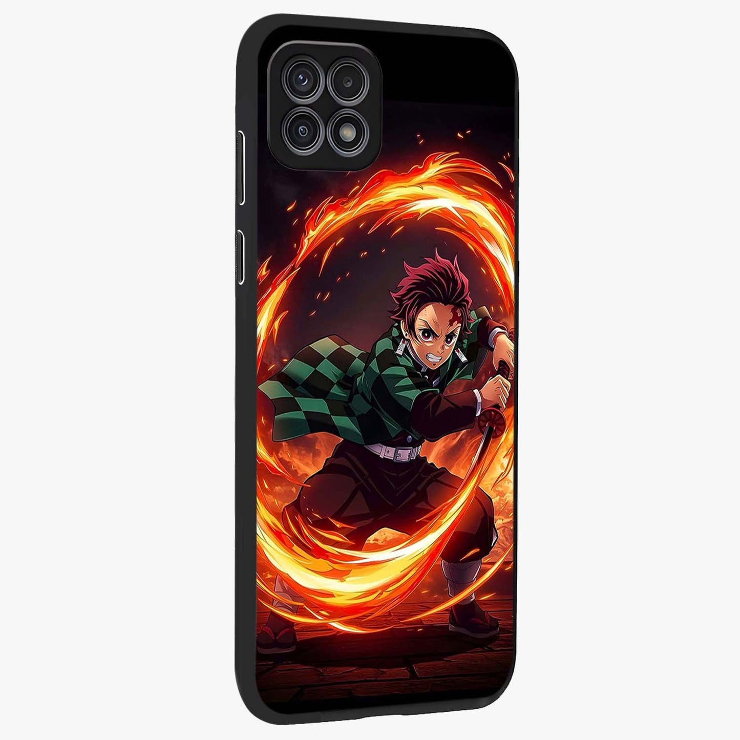 Blazing Sword Resolve Glass Case upright view showcasing dramatic warrior inspired artwork with intense visual style.