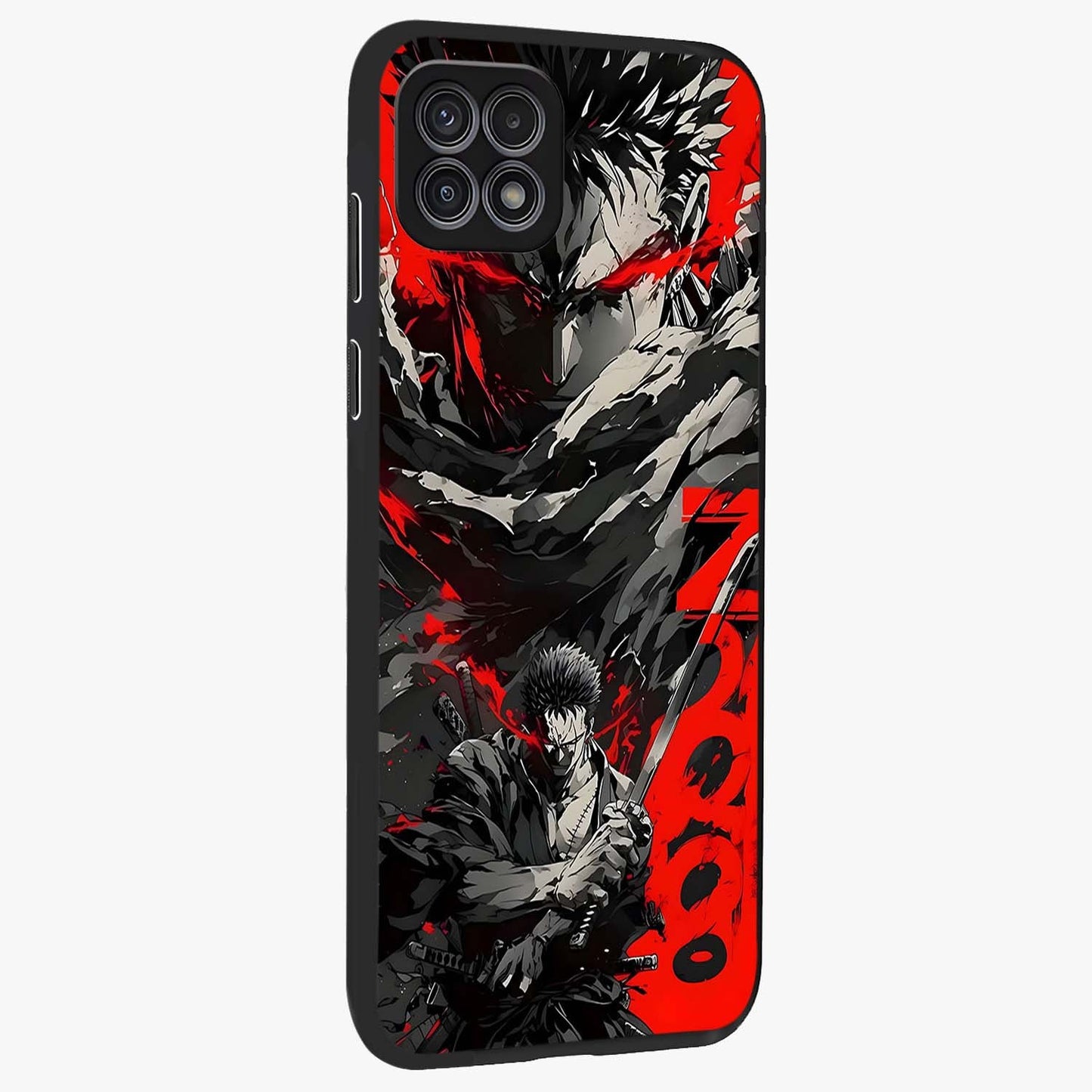 Demon Sword Resolve Glass Case upright view showcasing dramatic warrior artwork with intense battle theme.
