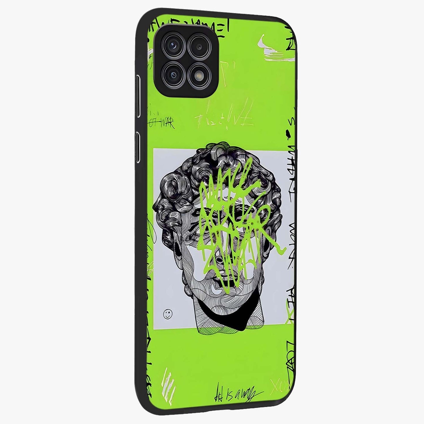 Neo Graffiti Rebellion Glass Case upright view showcasing colorful graffiti artwork with bold modern street style.