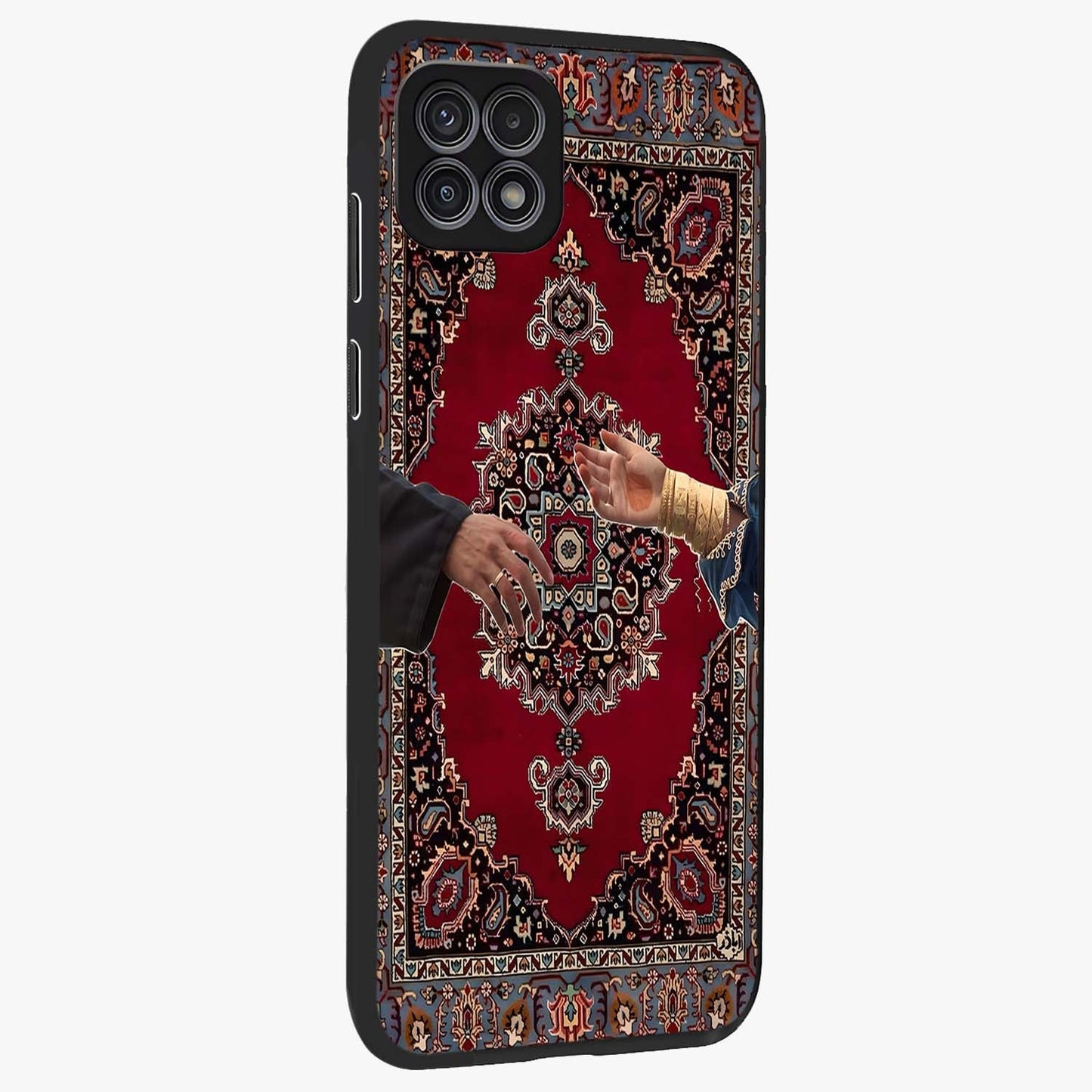 Royal Touch Reach Glass Case upright view showcasing stylish royal inspired artwork with graceful theme.