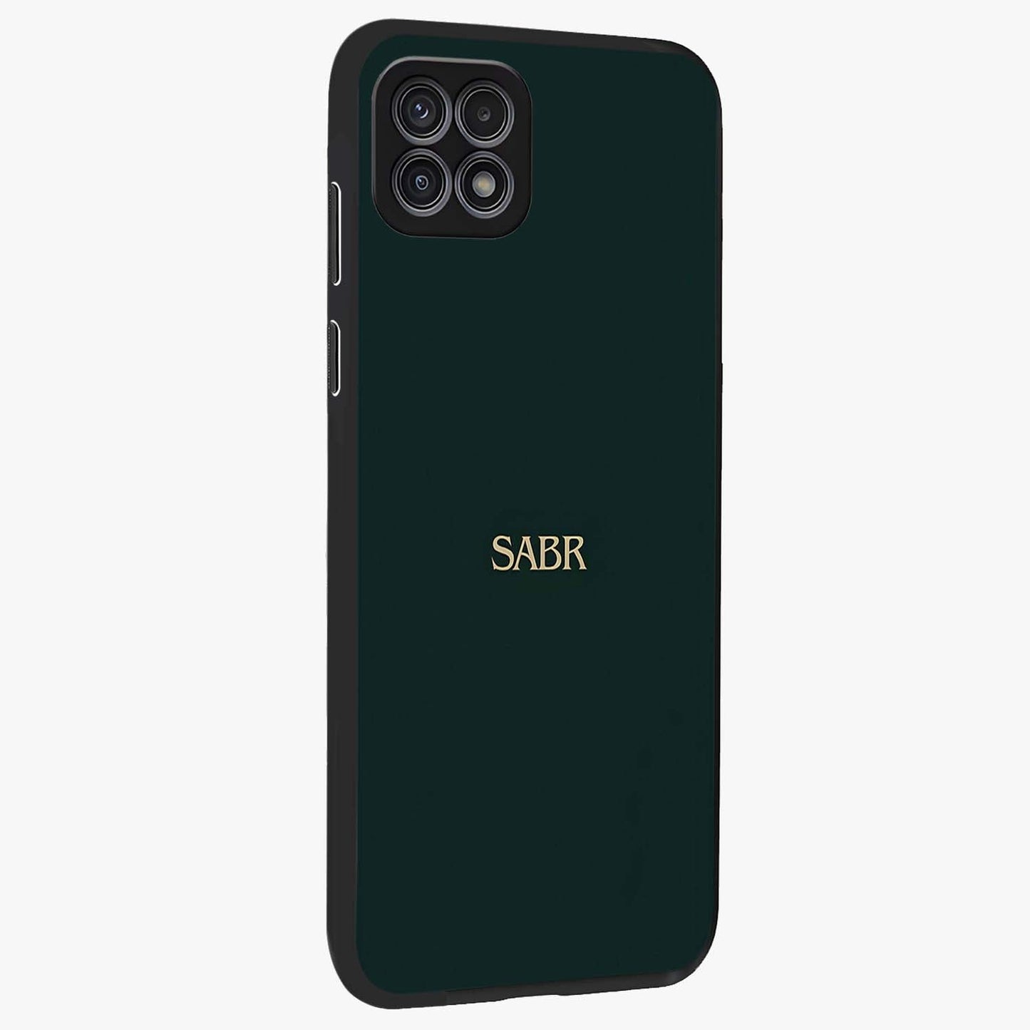 Sabr Minimal Patience Glass Case upright view showcasing calm minimalist artwork with motivational patience theme.