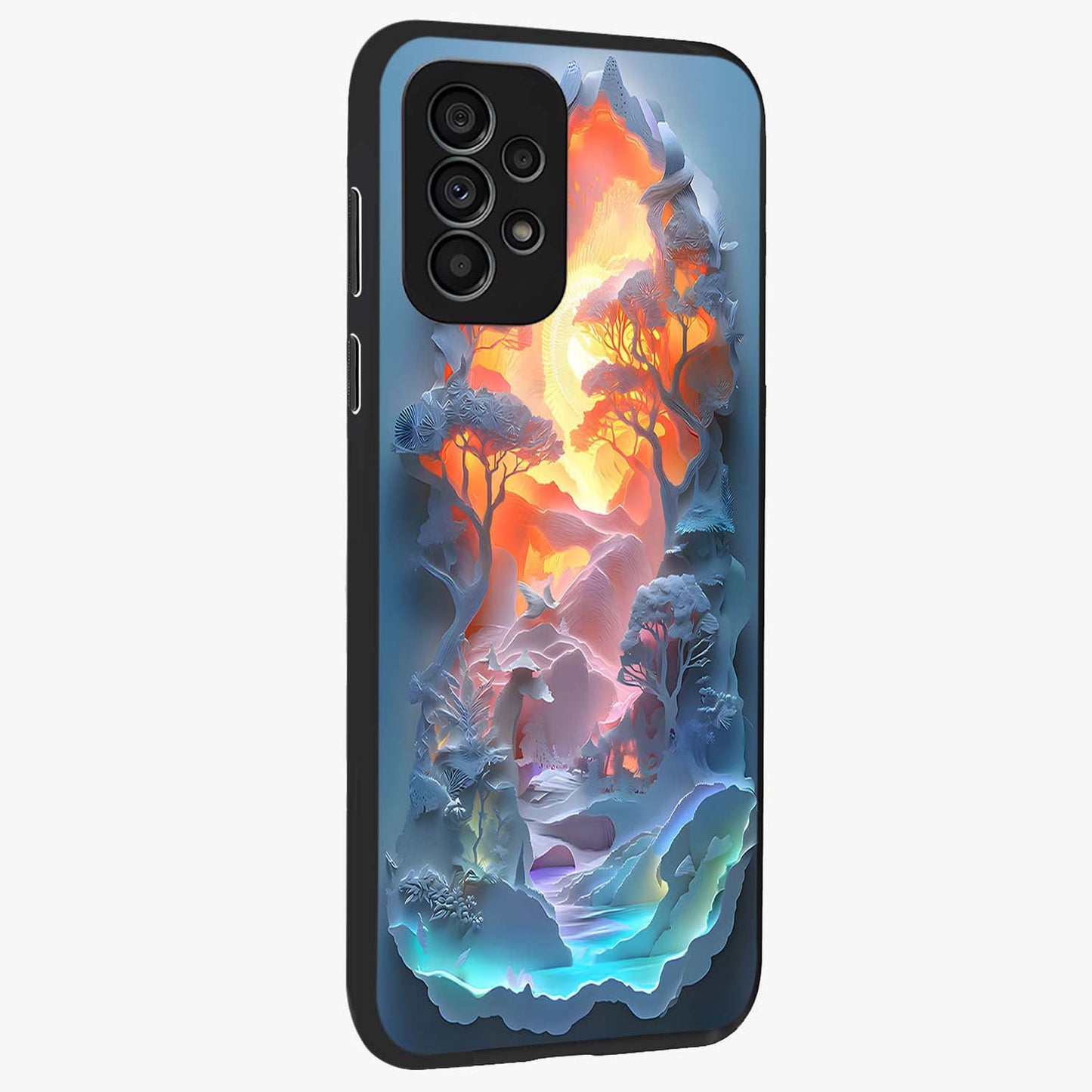 Glow Forest Portal Glass Case upright view showcasing enchanted forest portal artwork with fantasy nature theme.