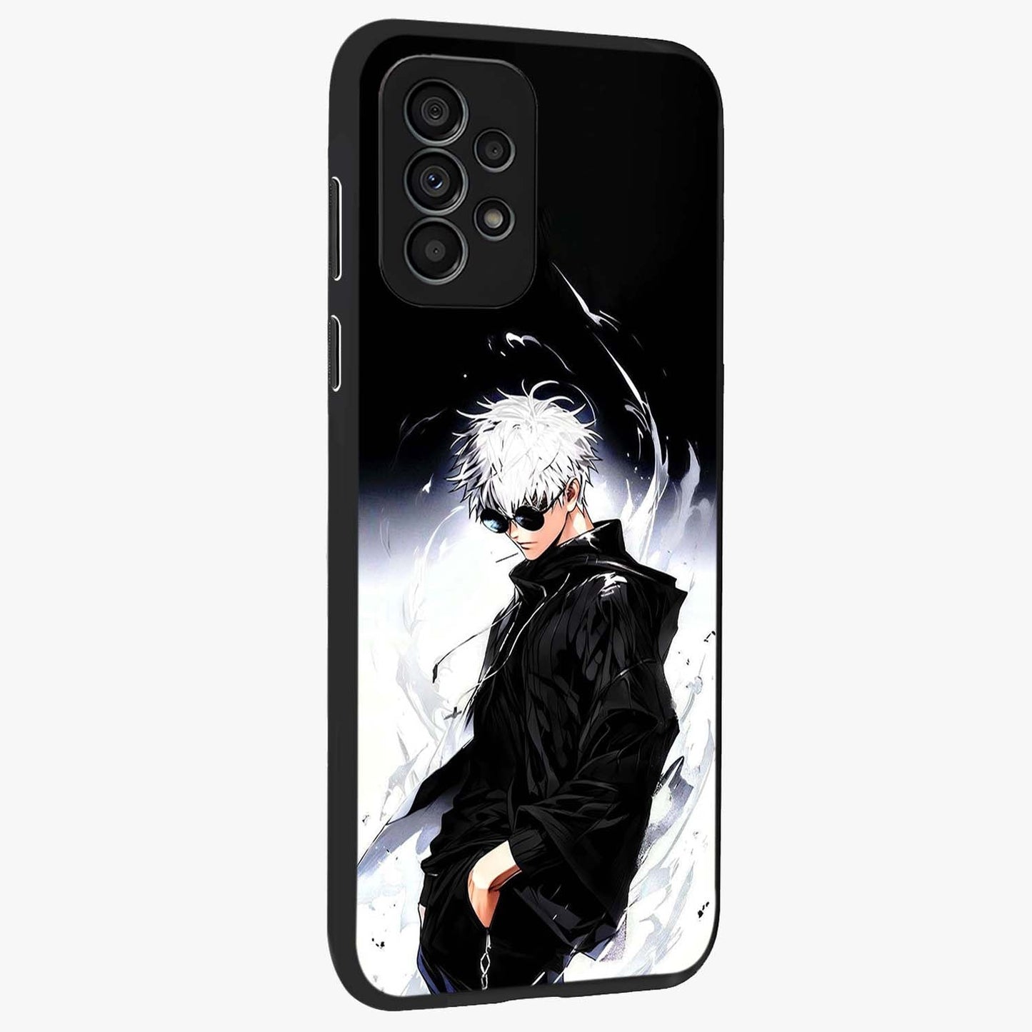 Limitless Shadow King Glass Case upright view showcasing bold shadow warrior artwork with epic fantasy theme.