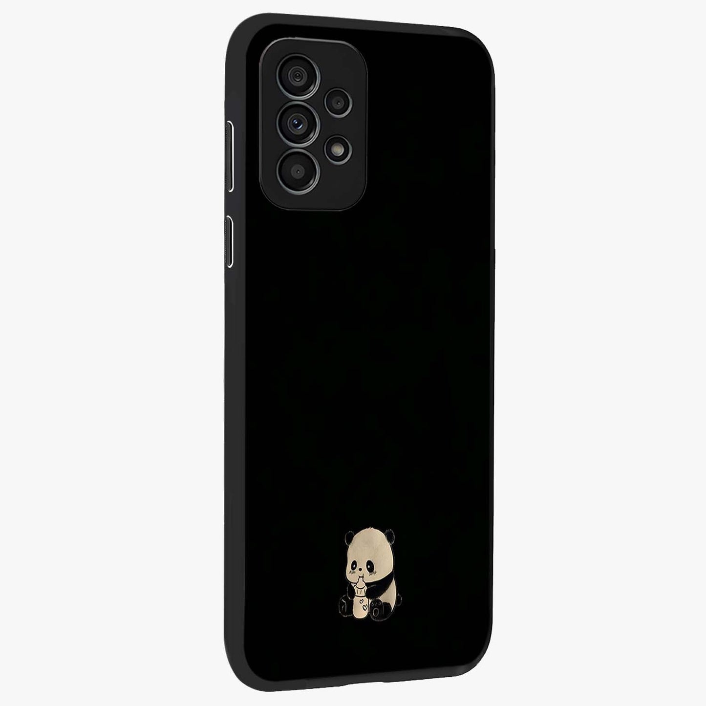 Midnight Panda Love Glass Case upright view showcasing charming panda artwork with playful romantic theme.