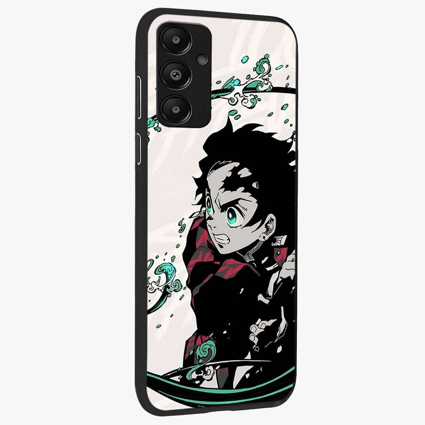 Demon Slayer Glass Case upright view showcasing powerful anime artwork with intense warrior theme.