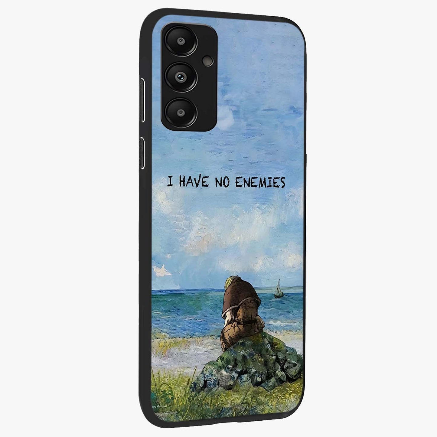 Peace Beyond War Glass Case upright view showcasing powerful peace symbol artwork with inspirational theme.