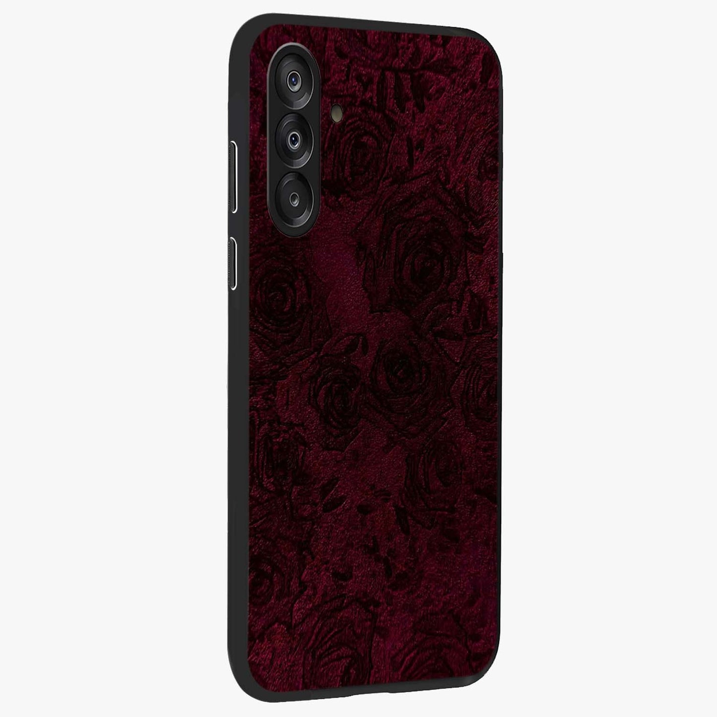 Crimson Fade Flow Glass Case upright view showcasing dynamic crimson flow artwork with stylish abstract theme.