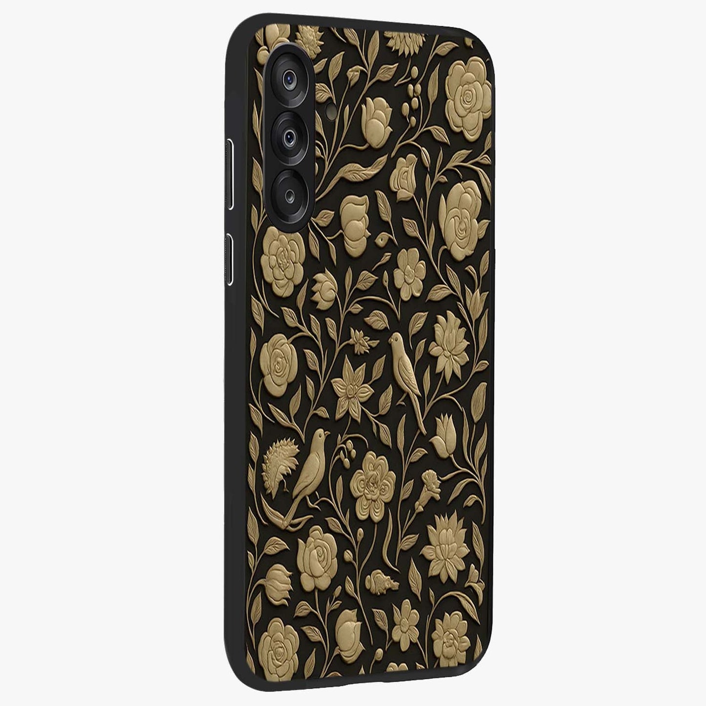 Golden Evil Eye Mandala Glass Case upright view showcasing decorative evil eye mandala artwork with spiritual aesthetic style.