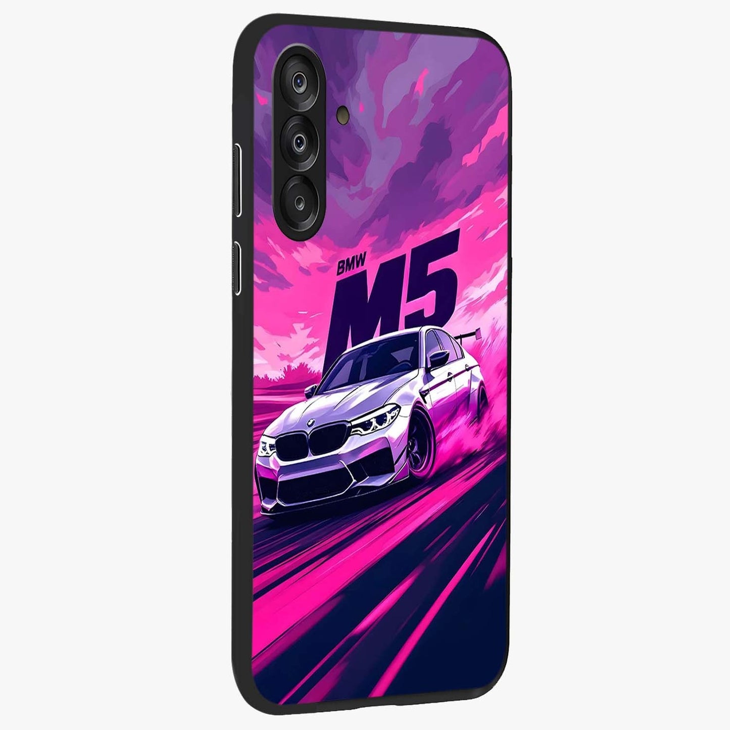 Velocity Drift Pulse Glass Case upright view showcasing powerful racing artwork with energetic motorsport theme.