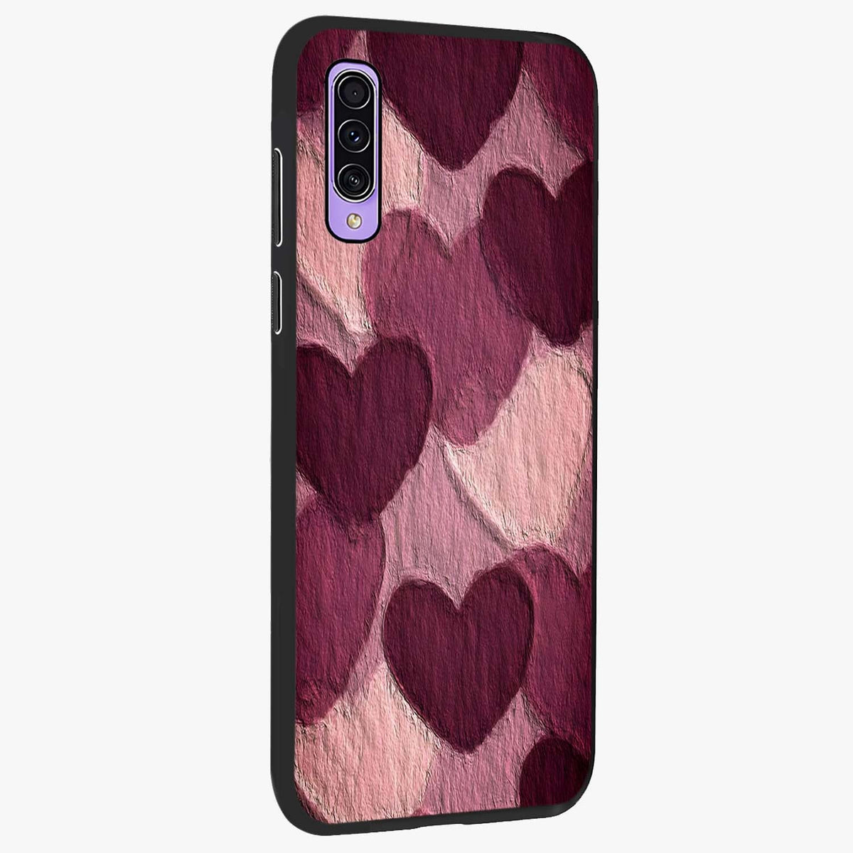 Layered Paper Hearts Glass Case upright view showcasing decorative layered heart artwork with sweet love theme.