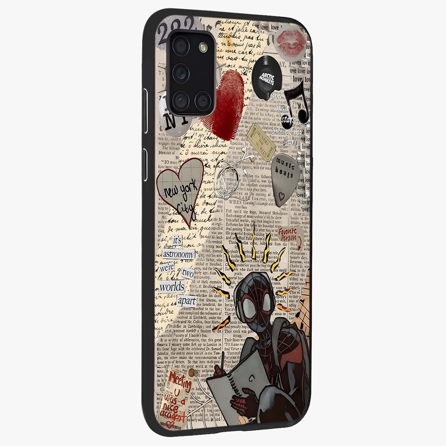 City Dream Sketch Glass Case upright view showcasing urban skyline artwork with stylish hand drawn design.