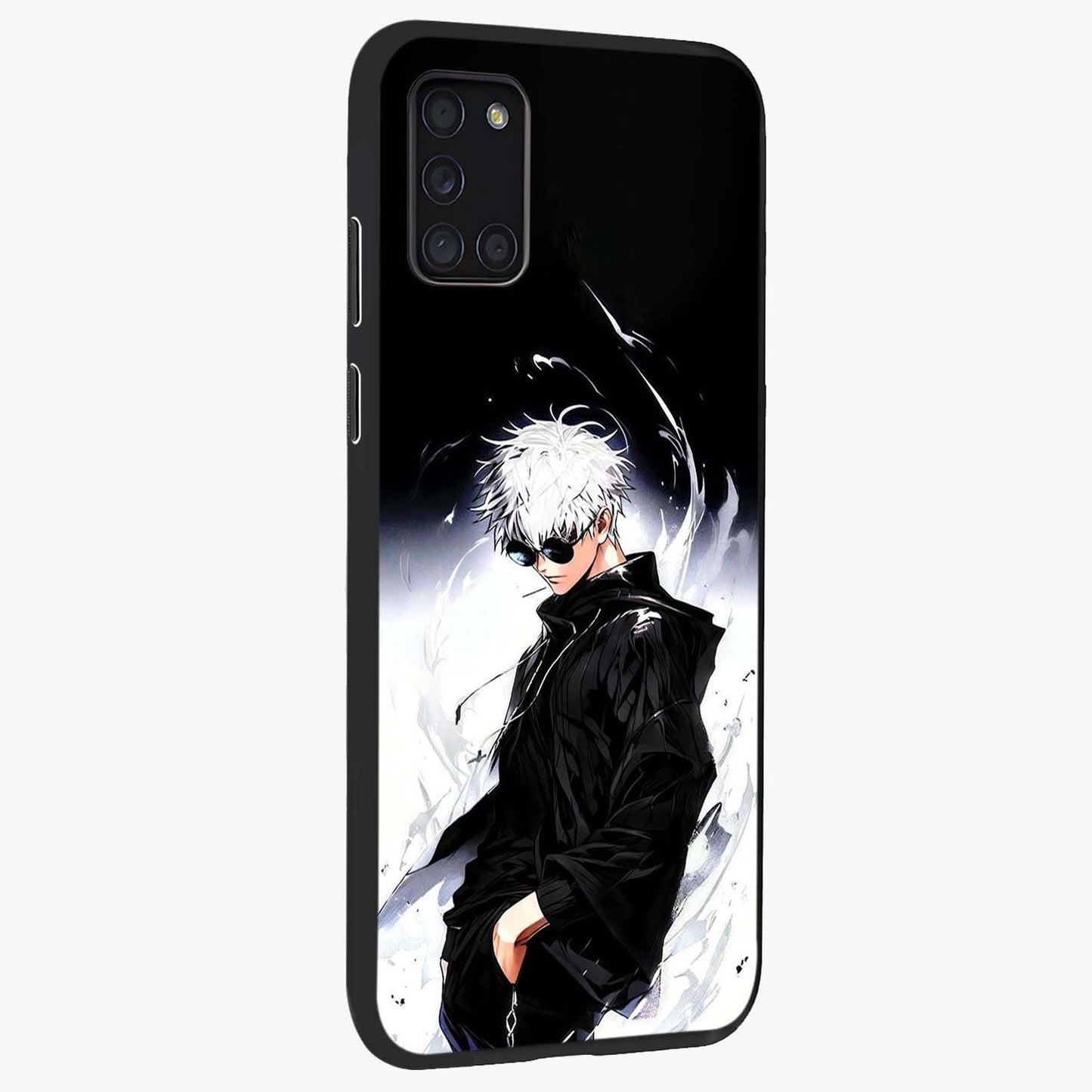 Limitless Shadow King Glass Case upright view showcasing bold shadow warrior artwork with epic fantasy theme.