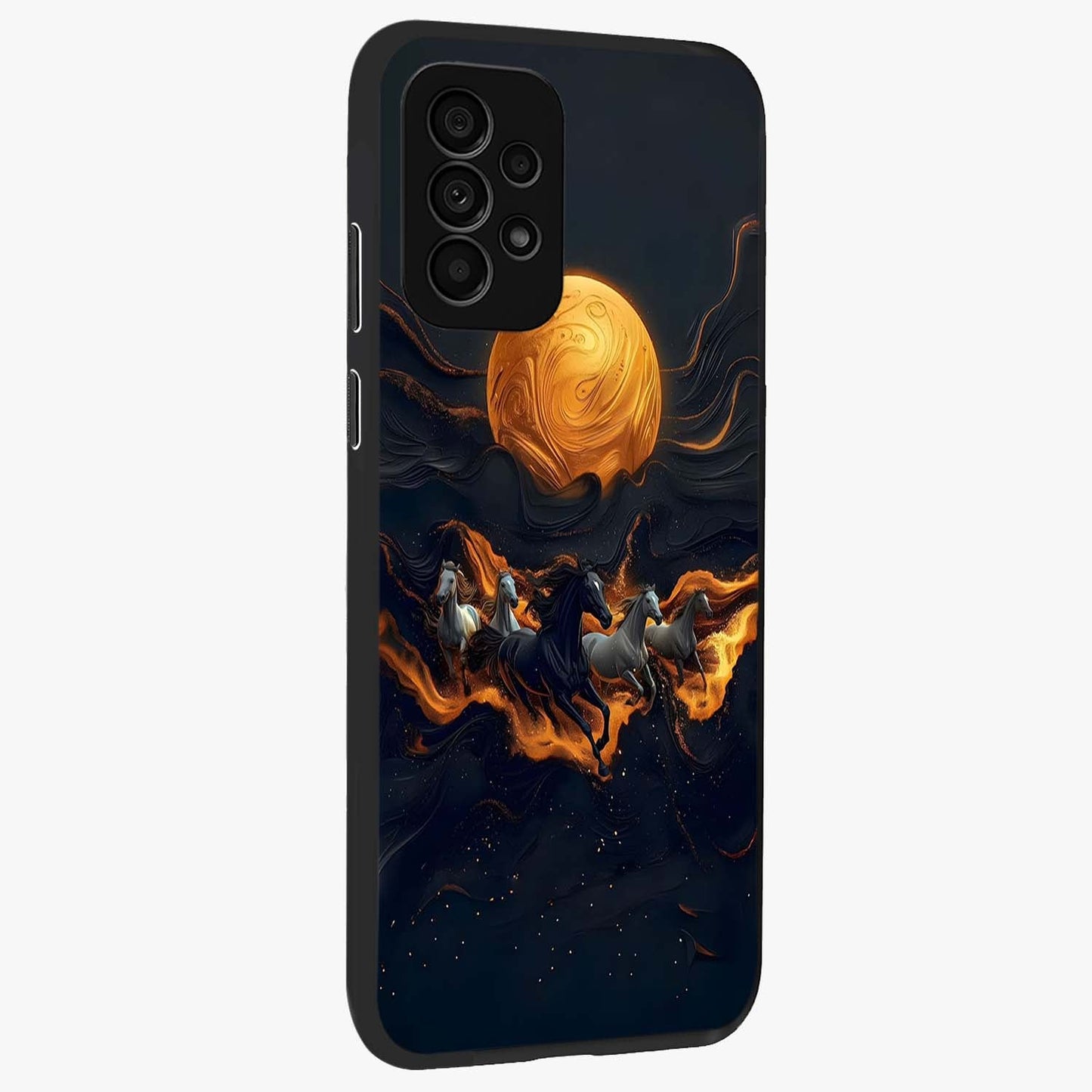 Golden Royal Heritage Glass Case upright view showcasing elegant royal artwork with classic heritage theme.