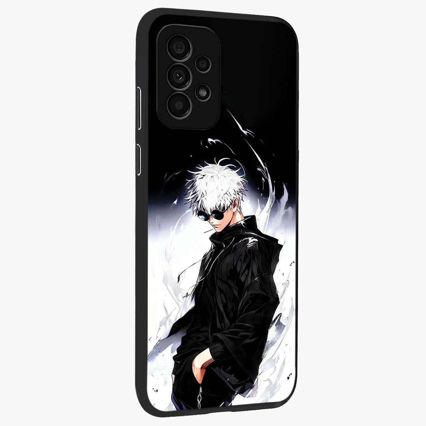 Limitless Shadow King Glass Case upright view showcasing bold shadow warrior artwork with epic fantasy theme.