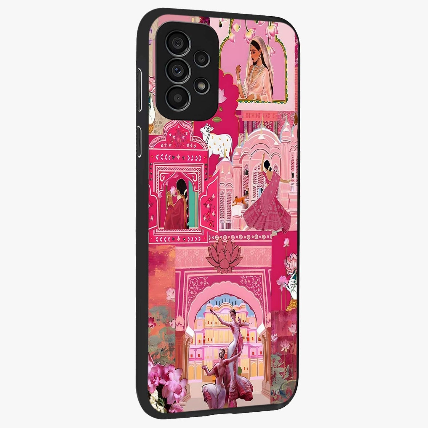 Pink Palace Muse Glass Case upright view showcasing artistic palace artwork with graceful royal theme.