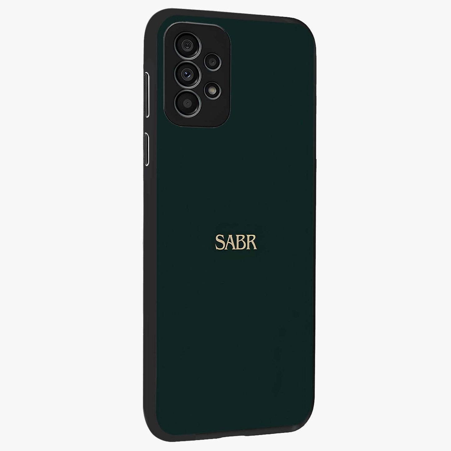 Sabr Minimal Patience Glass Case upright view showcasing calm minimalist artwork with motivational patience theme.