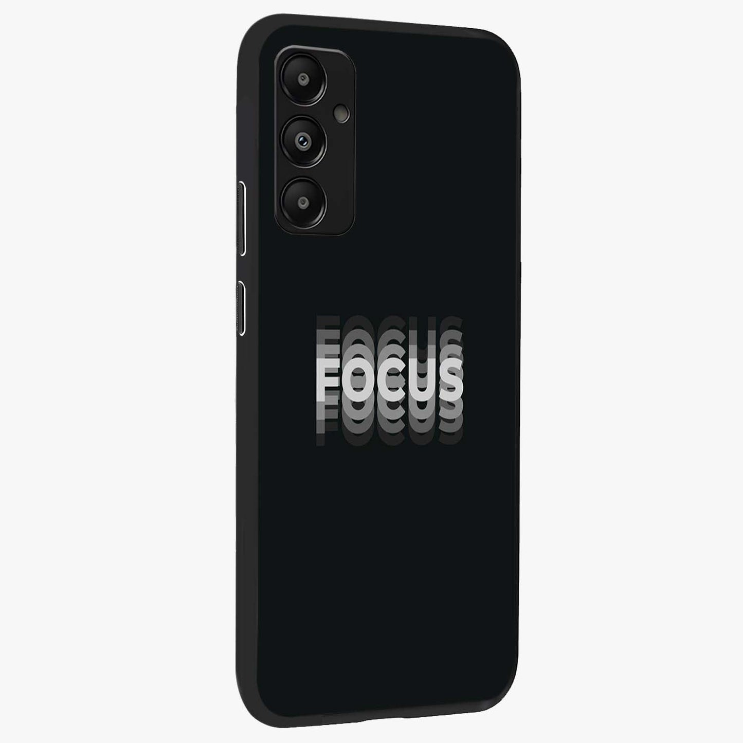 Focused Blade Discipline Glass Case upright view showcasing strong typography statement with sleek motivational theme.
