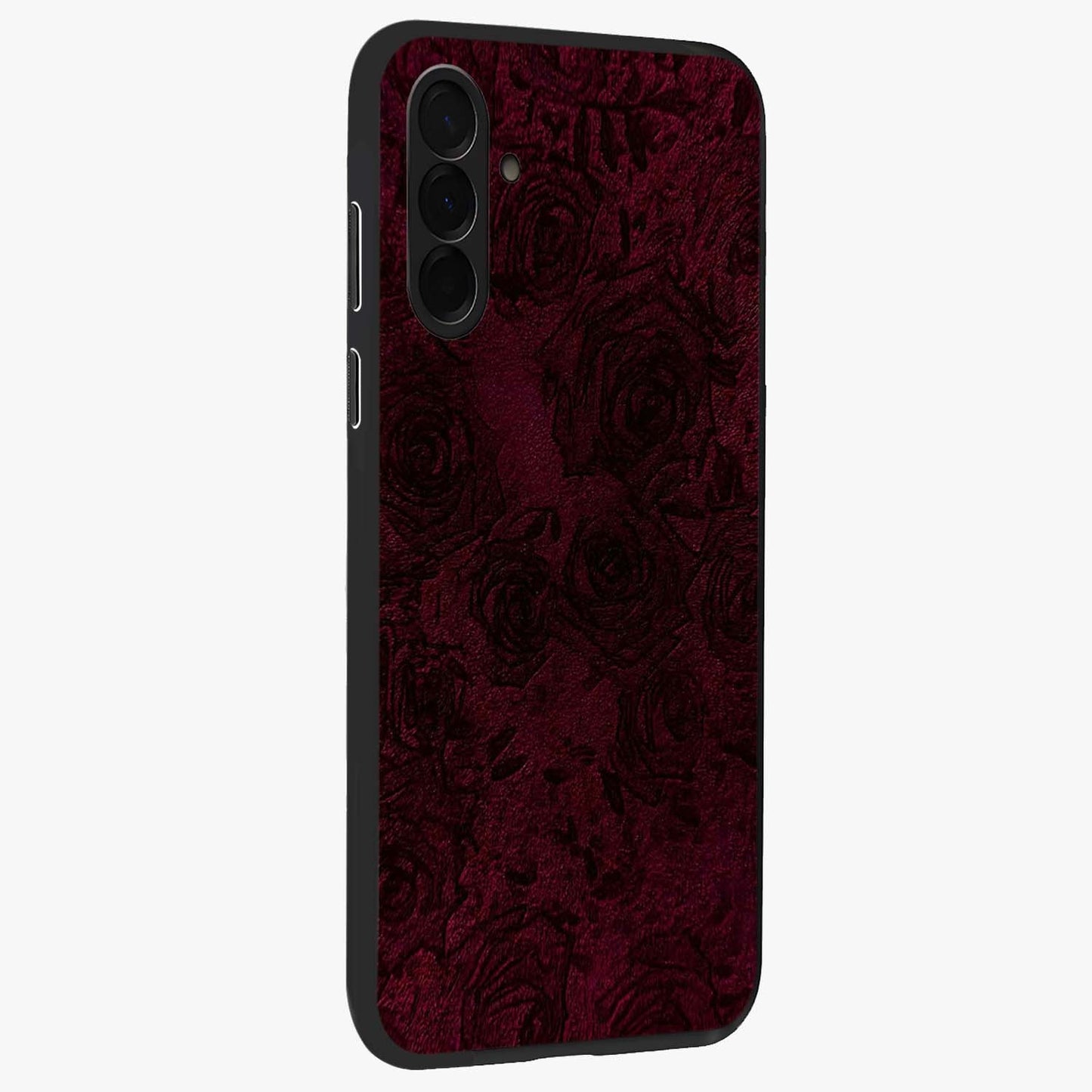 Crimson Fade Flow Glass Case upright view showcasing dynamic crimson flow artwork with stylish abstract theme.